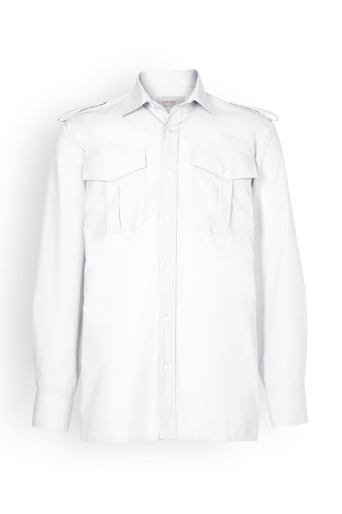 Pilotenhemd Herren Langarm Weiss, Vue de face