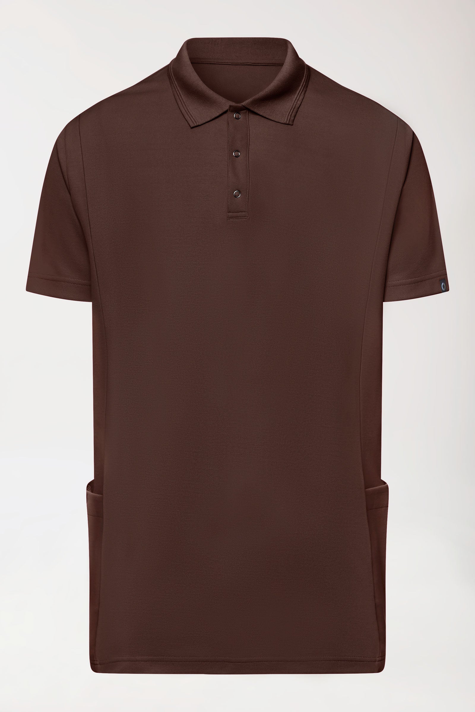 COMFY FLEX Stretch Schlupfkasack Herren - Polokragen coffee, Vorderansicht