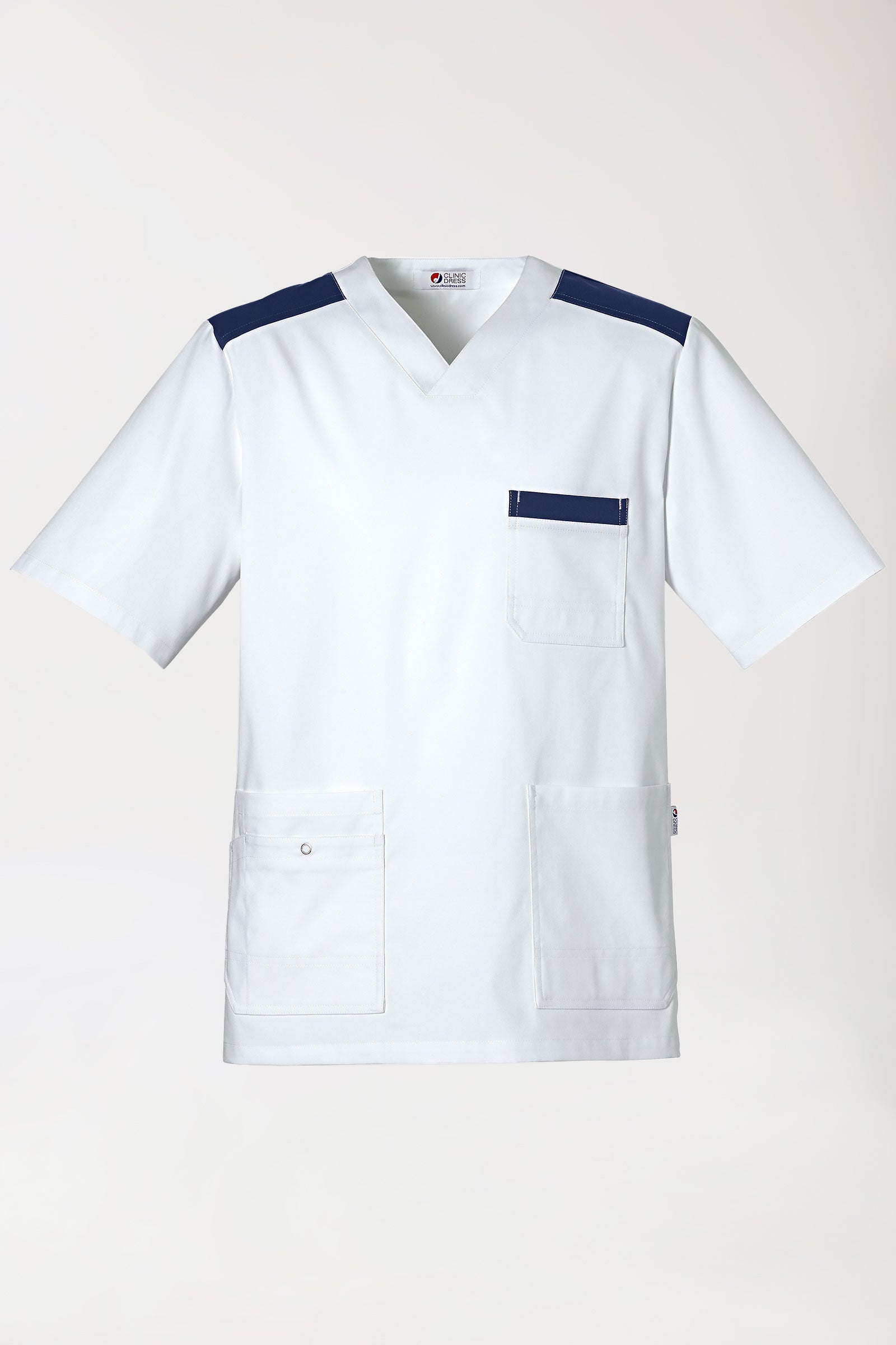 CLINIC STRETCH Schlupfkasack Herren weiss/navy, Vue de face