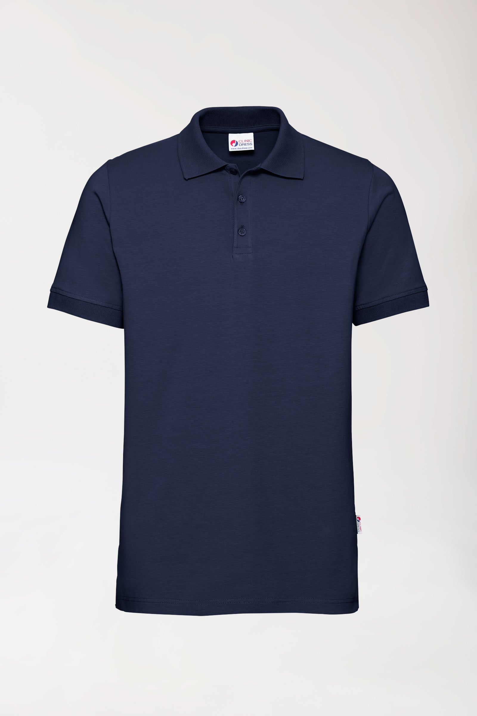 Stretch Shirt Herren - Polokragen - Knopfleiste navy, Vorderansicht
