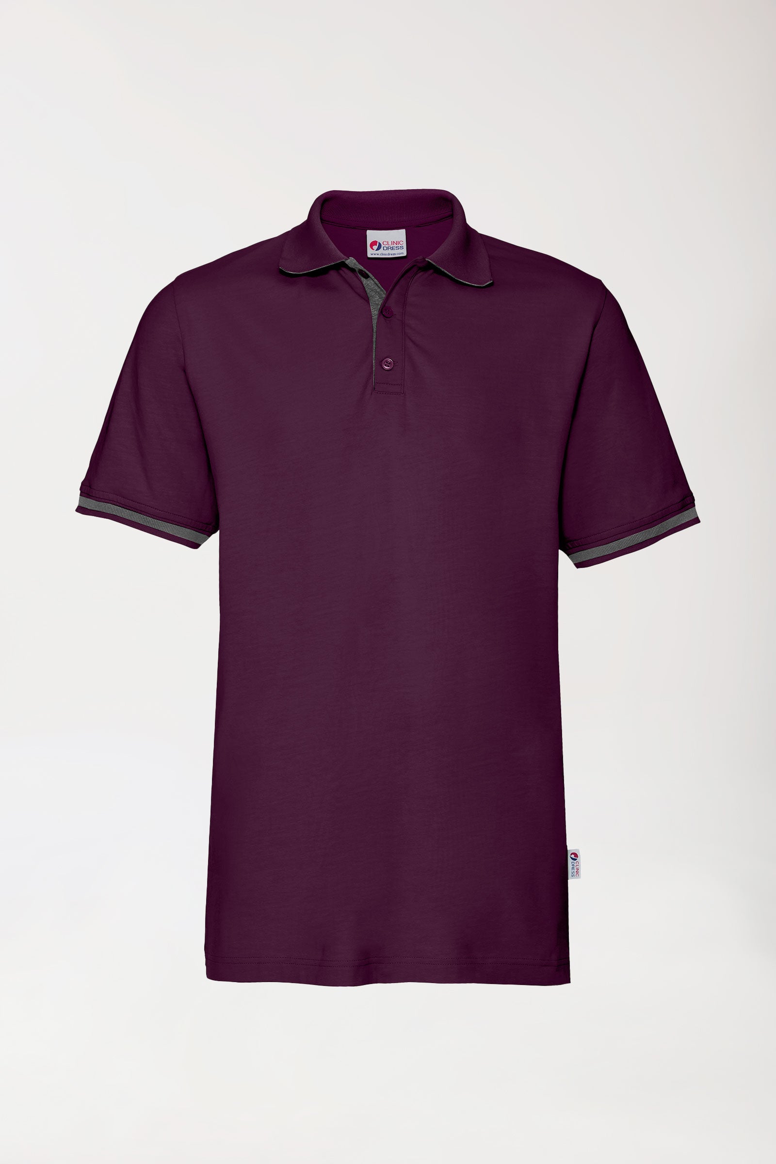 Stretch Shirt Herren - Polokragen pflaume/dunkelgrau melange, Vue de face
