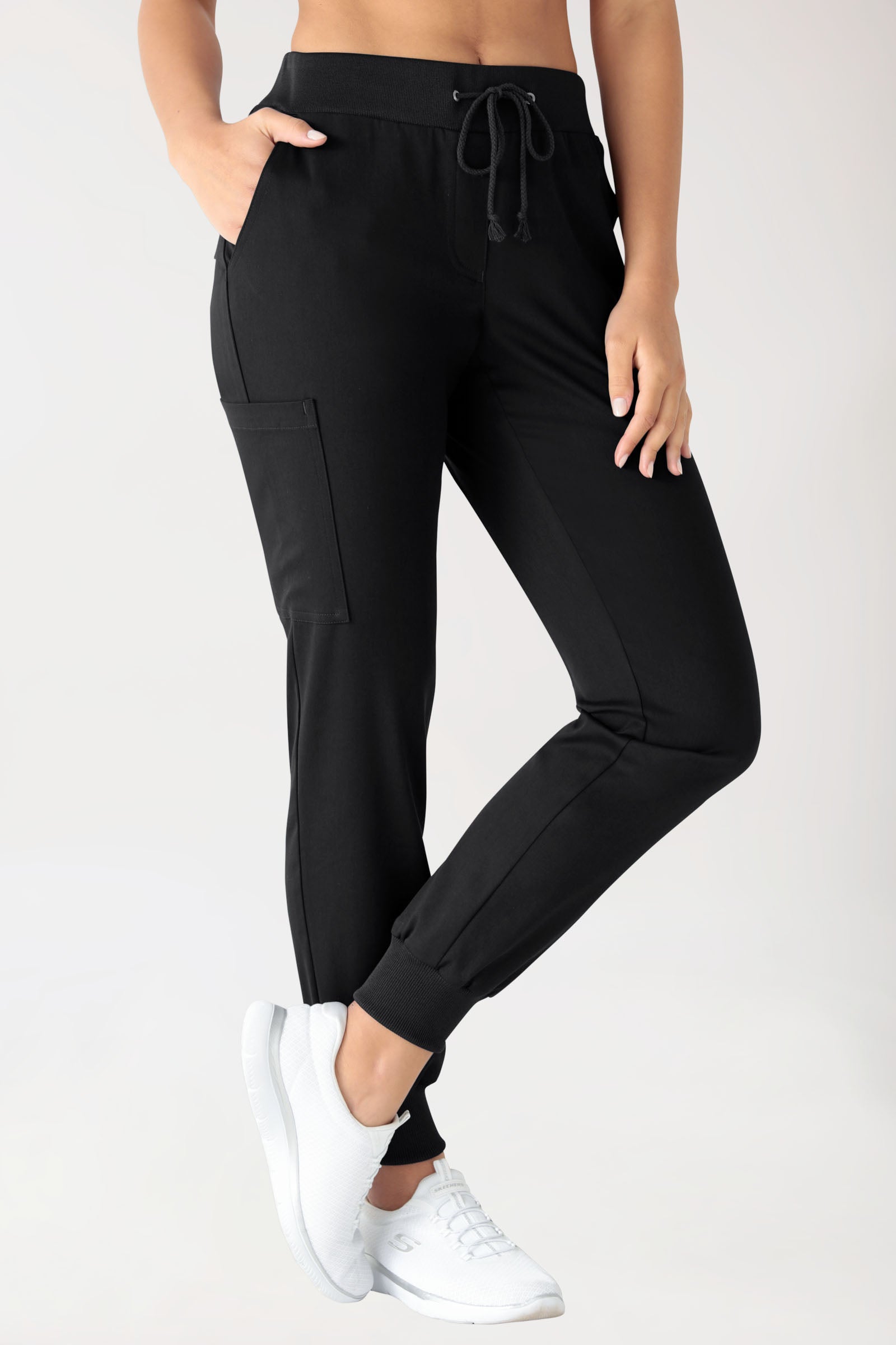 Stretch Hose Damen - Jogpants schwarz, Vue de face