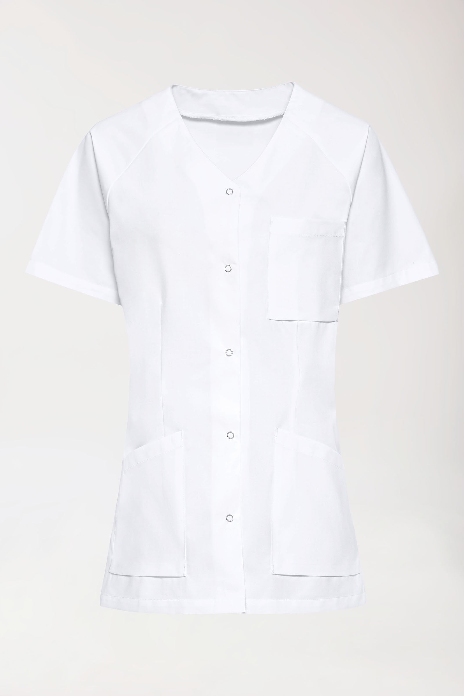 Kasack Damen - Druckknopfleiste weiss