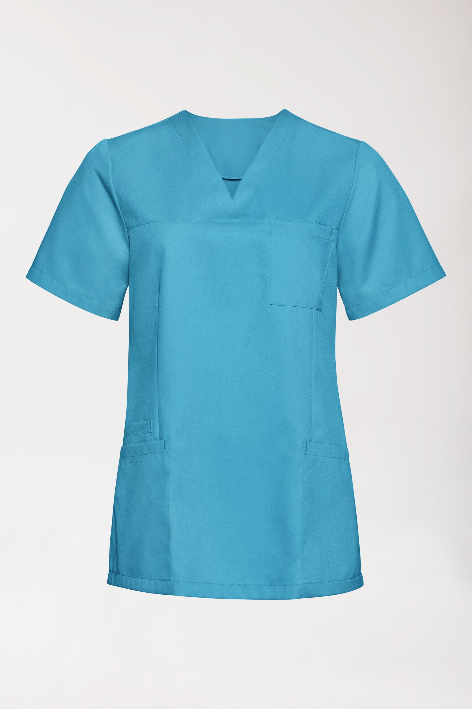 TENCEL™ Schlupfkasack Damen - V-Ausschnitt dark türkis, Vorderansicht