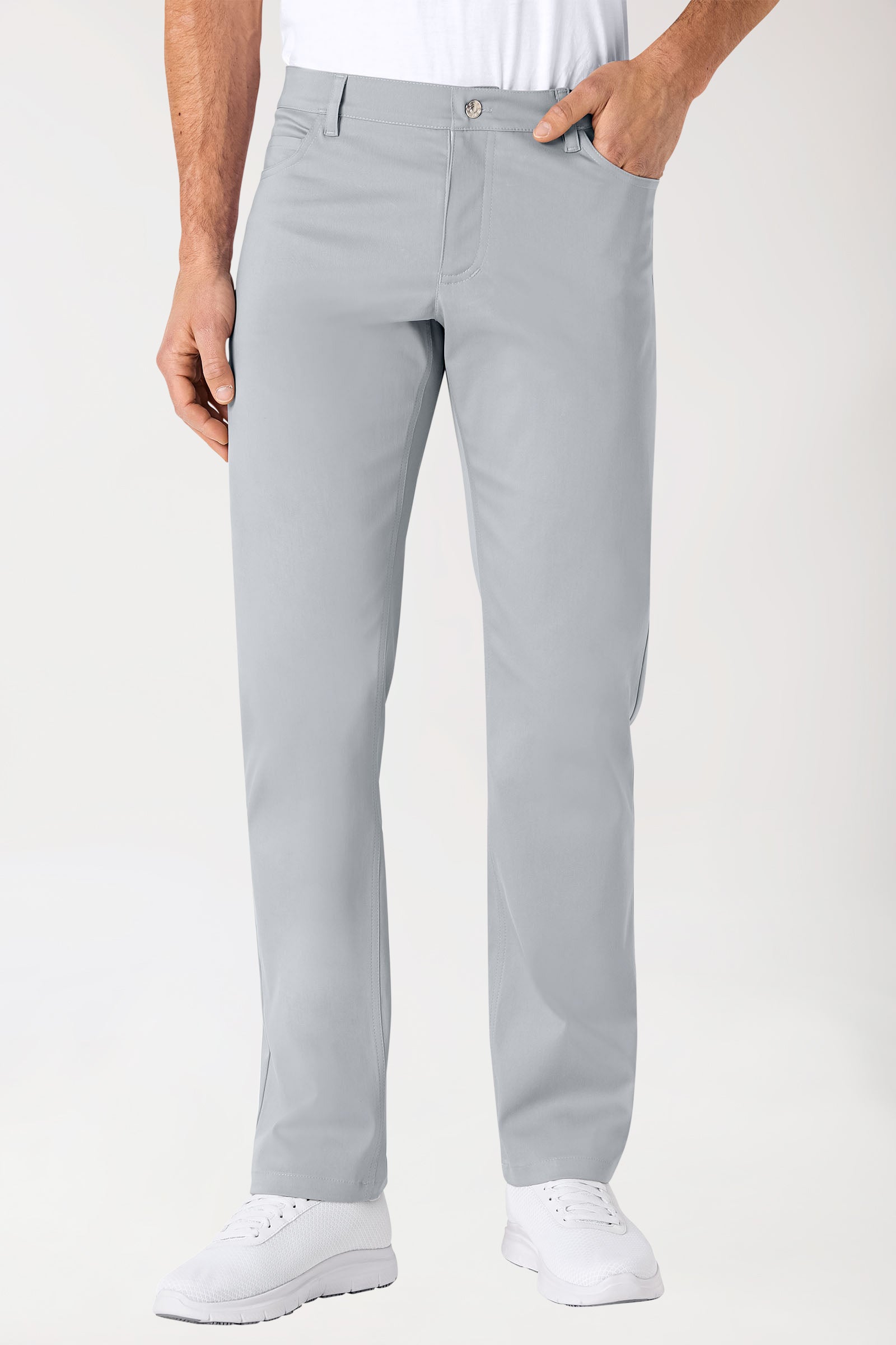 Stretch 5-Pocket Hose Herren - gerades Bein grau