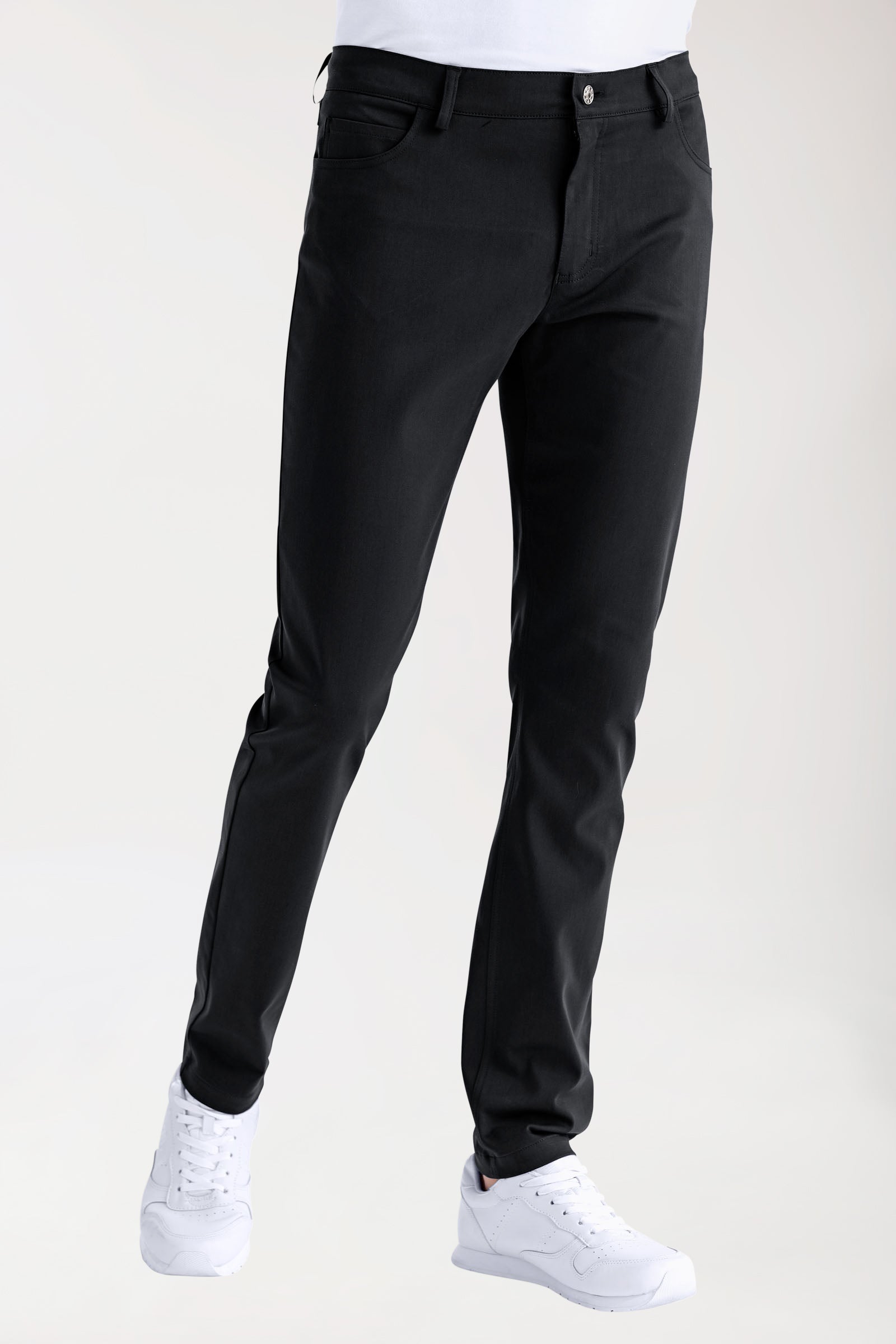 Stretch 5-Pocket Hose Herren - schlankes Bein schwarz, Vue de face