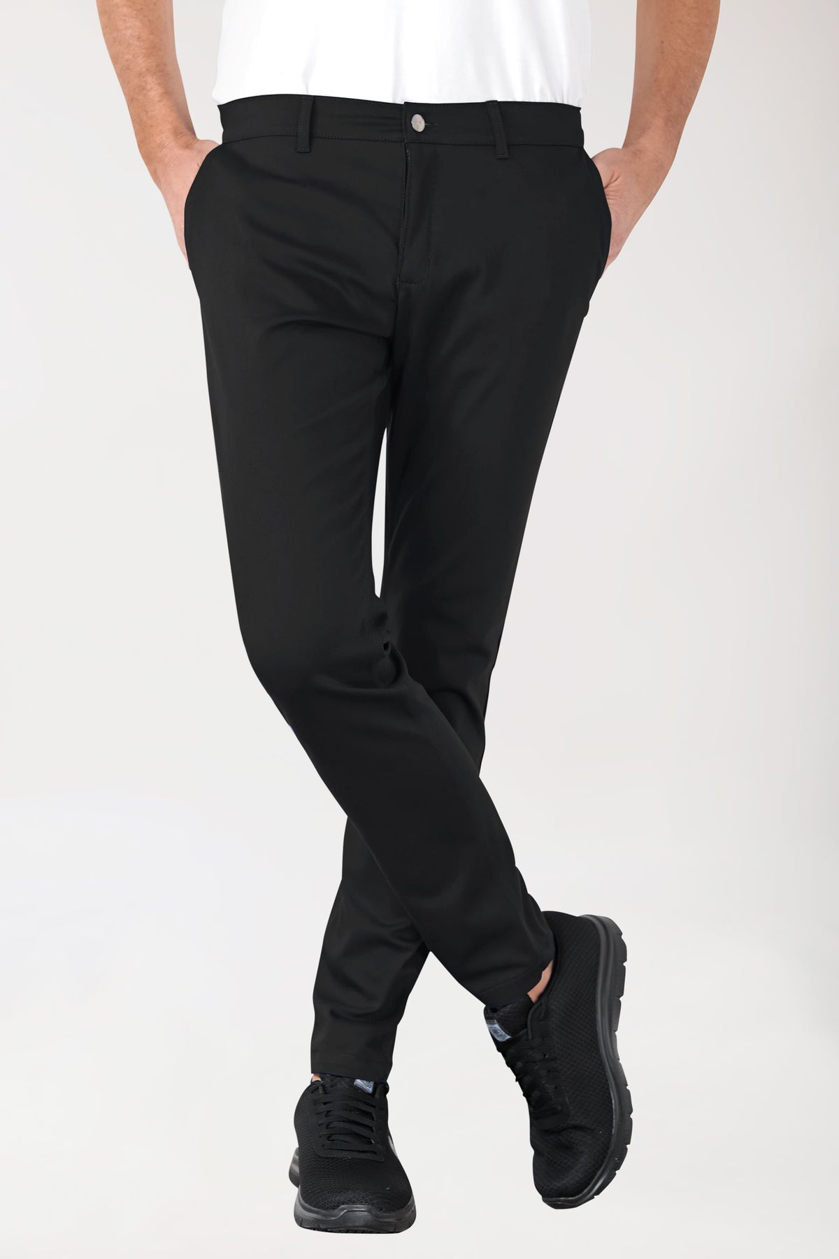 Stretch Hose Herren - Chino Style schwarz, Vue de face