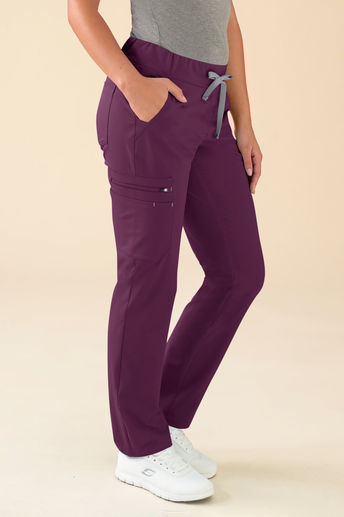 KAERE Hose Damen - gerader Saum mit Beintaschen pflaume, Vue de face