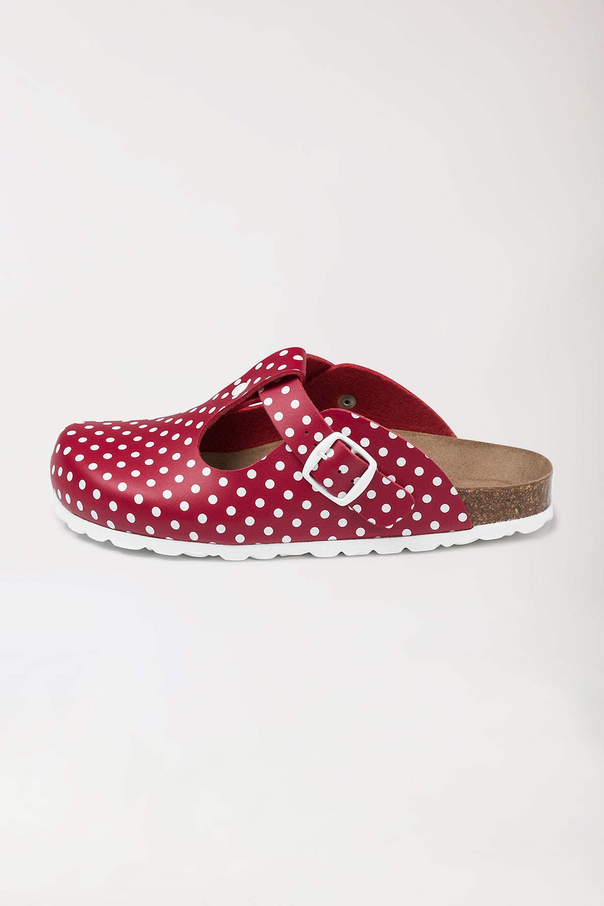 Damen Clog rot/weiss, Vue de face