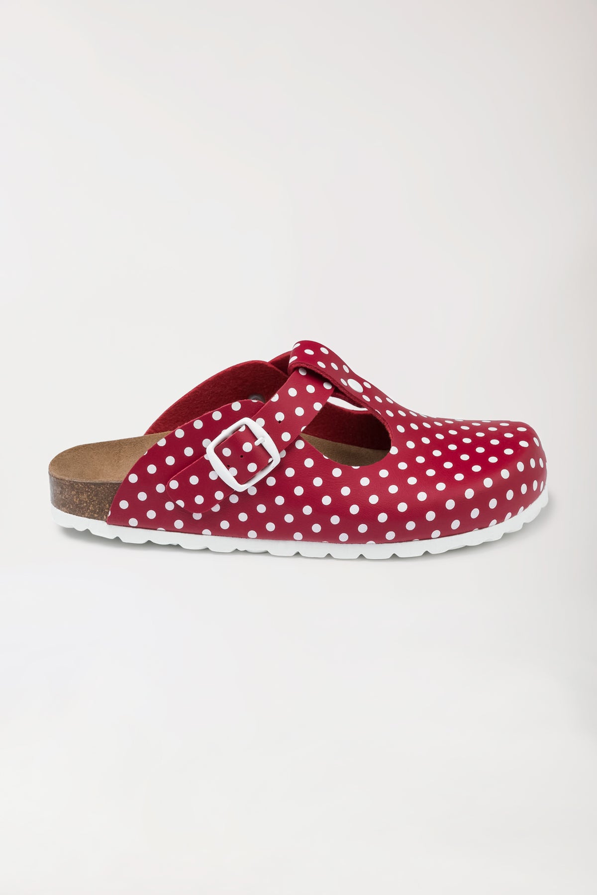 Damen Clog rot/weiss, Vue de face