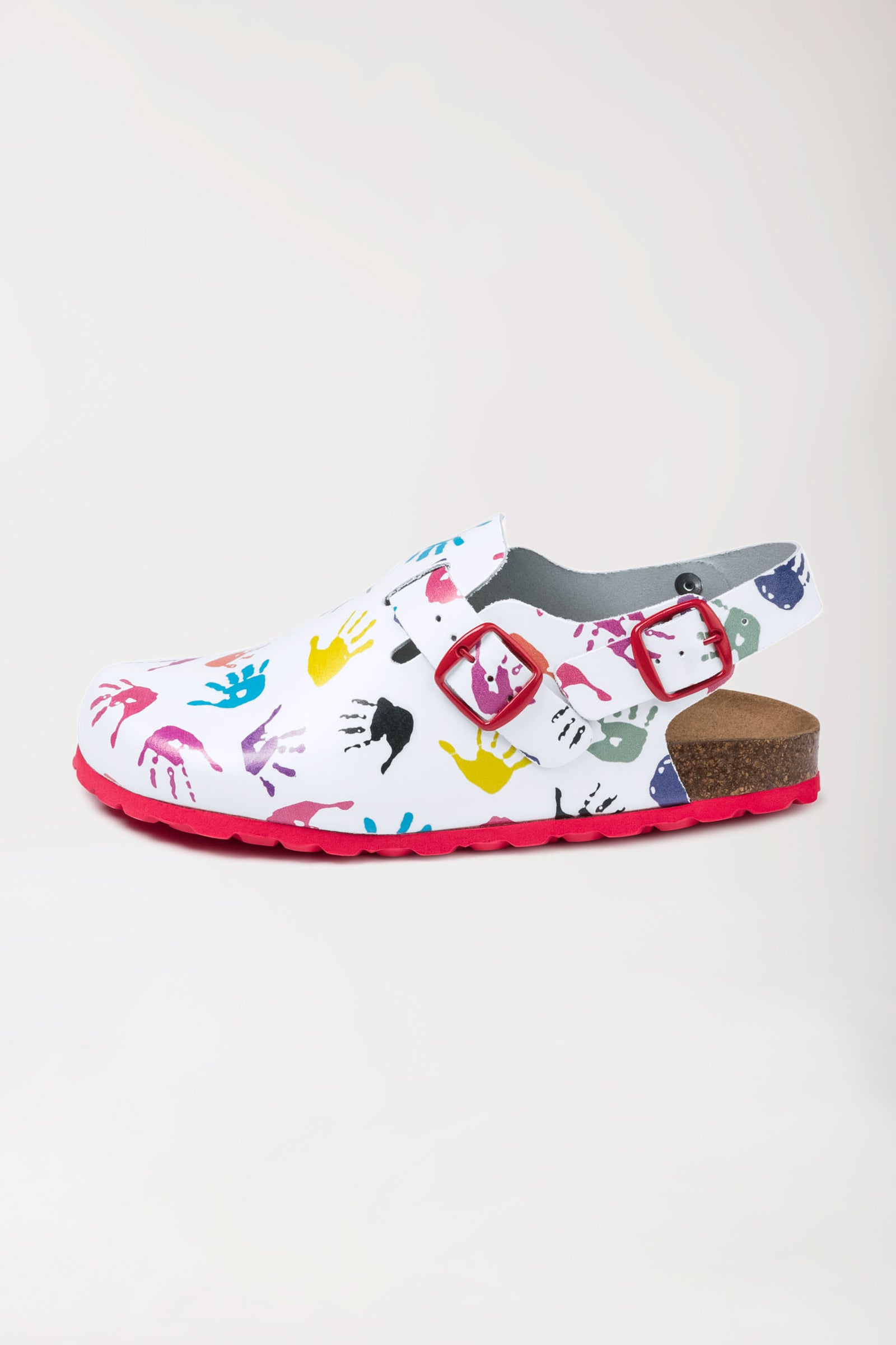 Damen Clog weiss/bunt, Vorderansicht