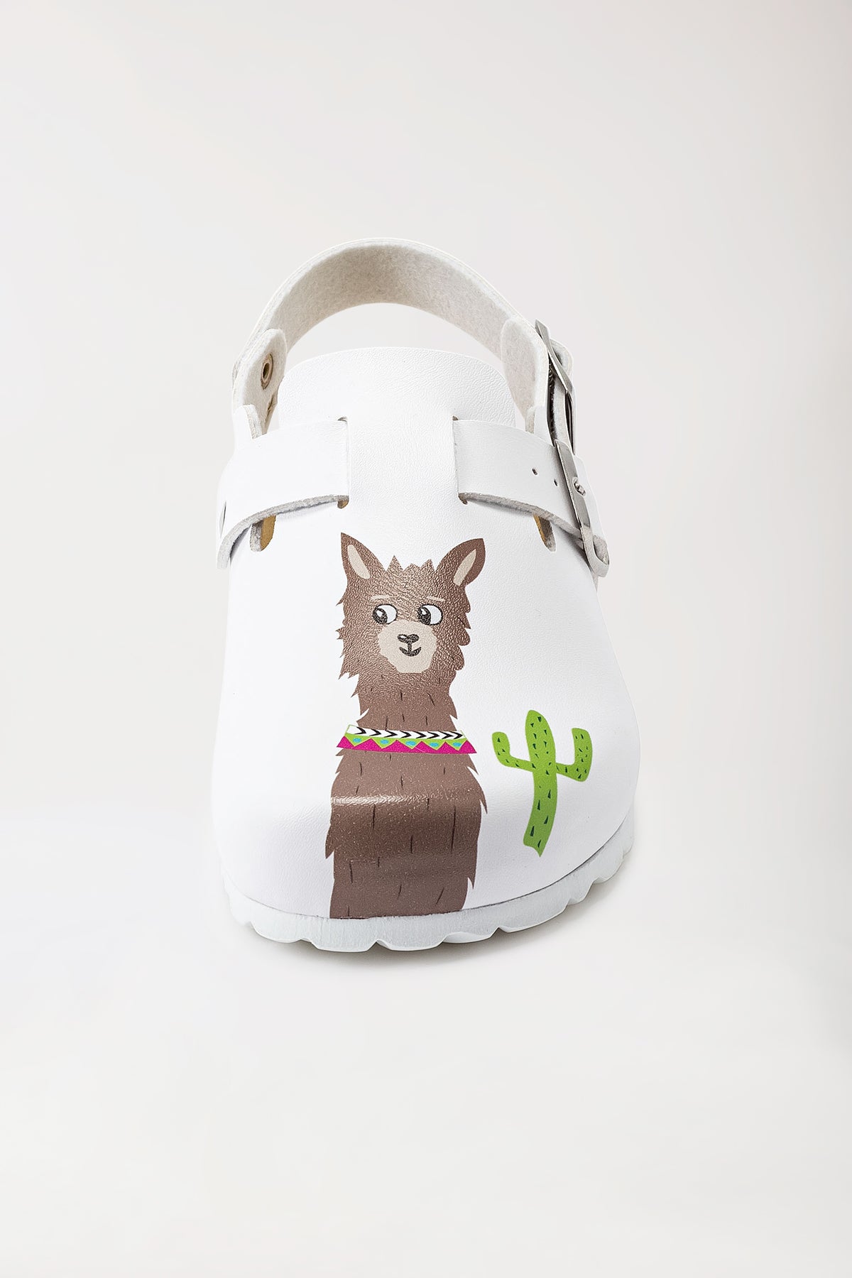 Damen Clog - Fersenriemen - Motivdruck - weiss/bunt, Vorderansicht