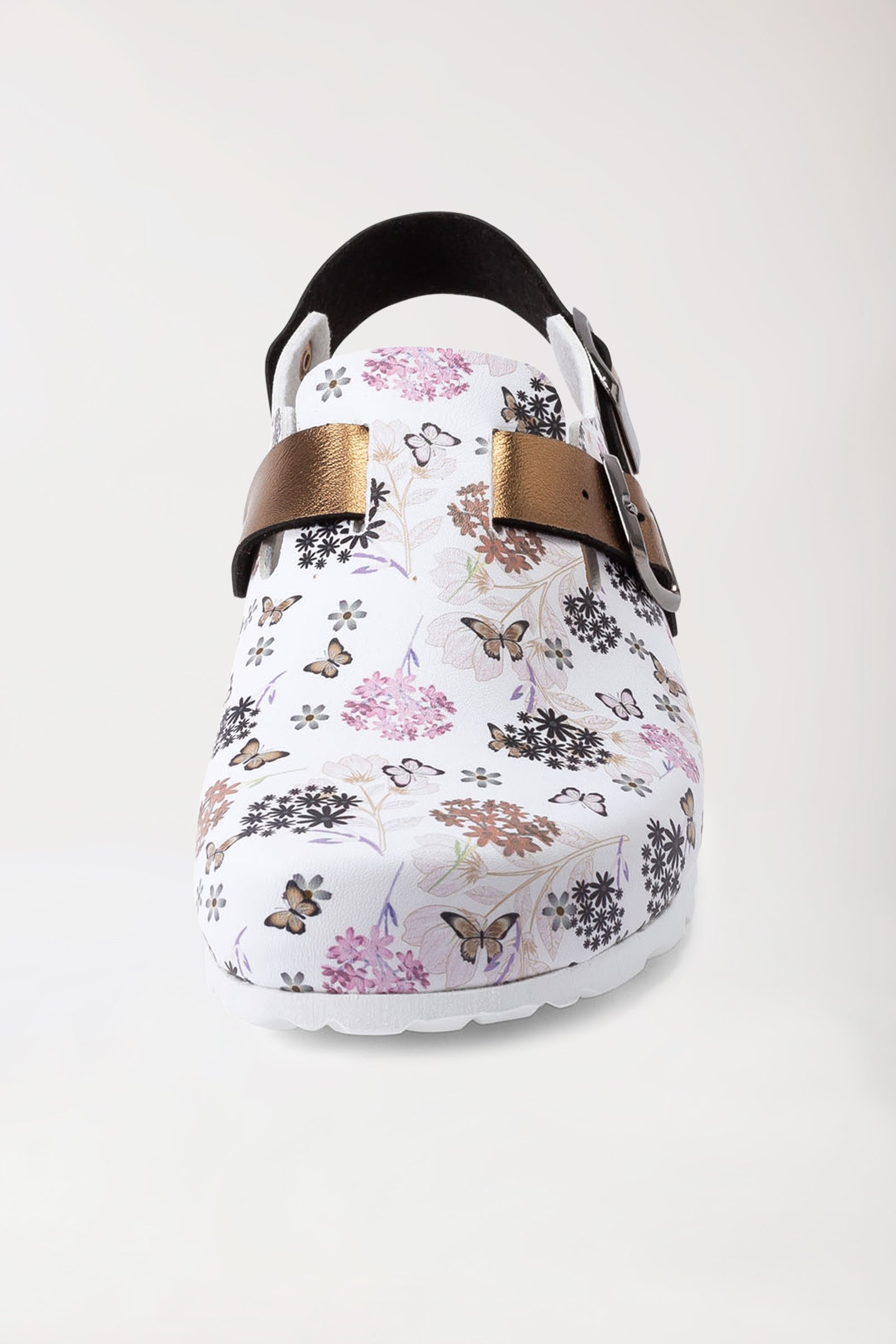 Damen Clog weiss/kupfer/rose
