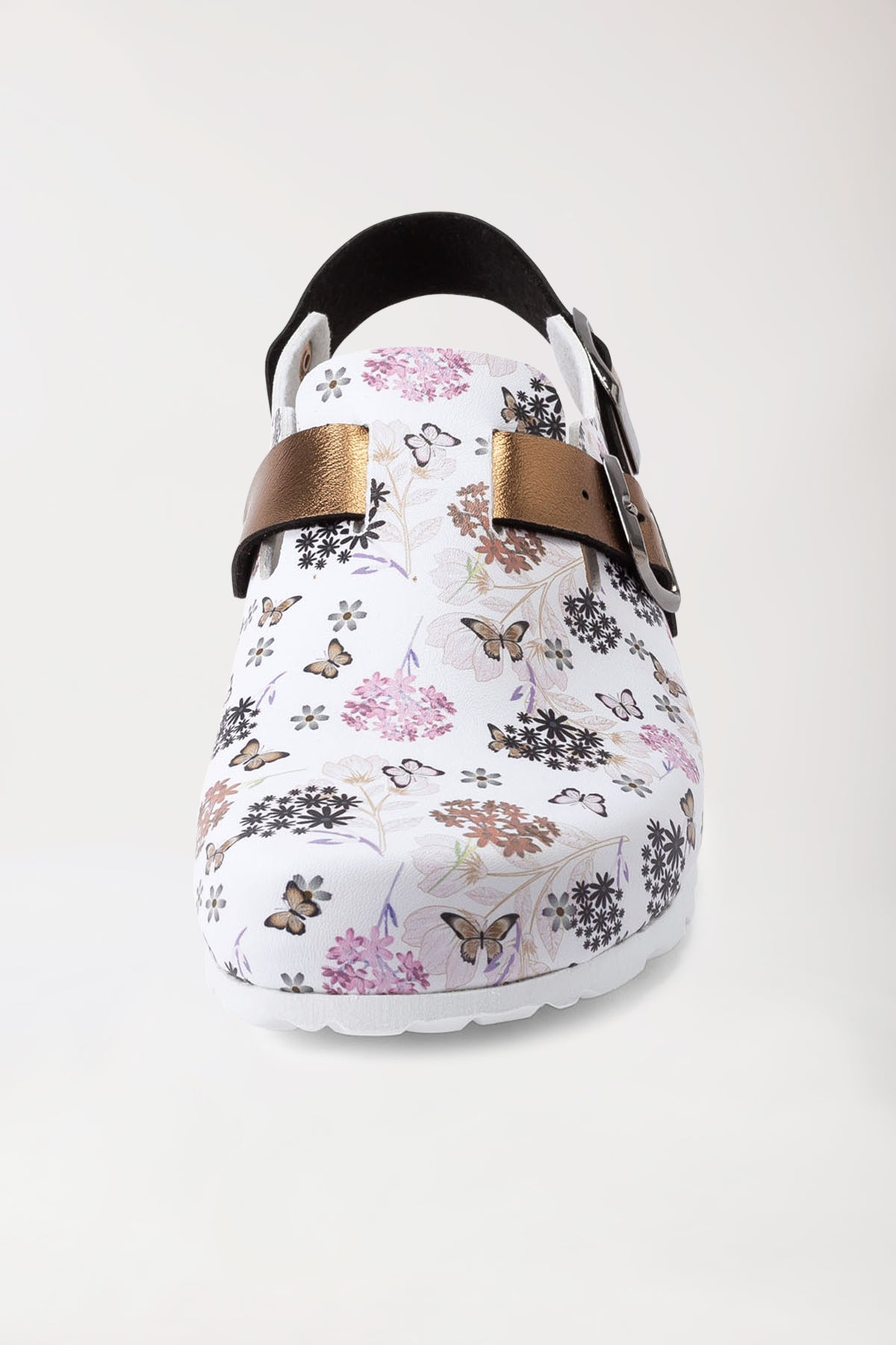 Damen Clog weiss/kupfer/rose