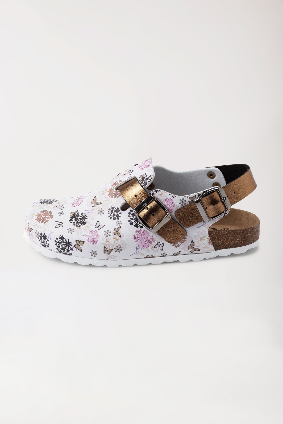 Damen Clog weiss/kupfer/rose, Vue de face