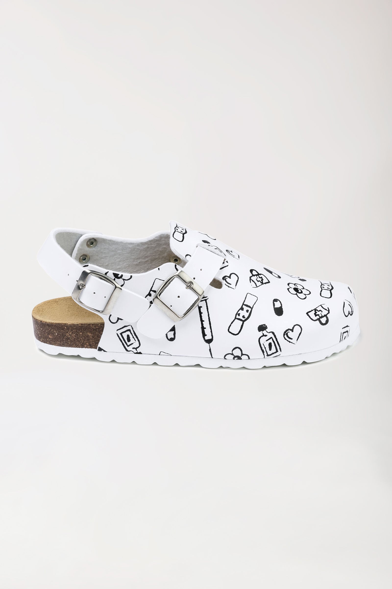 Damen Clog - Fersenriemen - weiss/schwarz, Vorderansicht