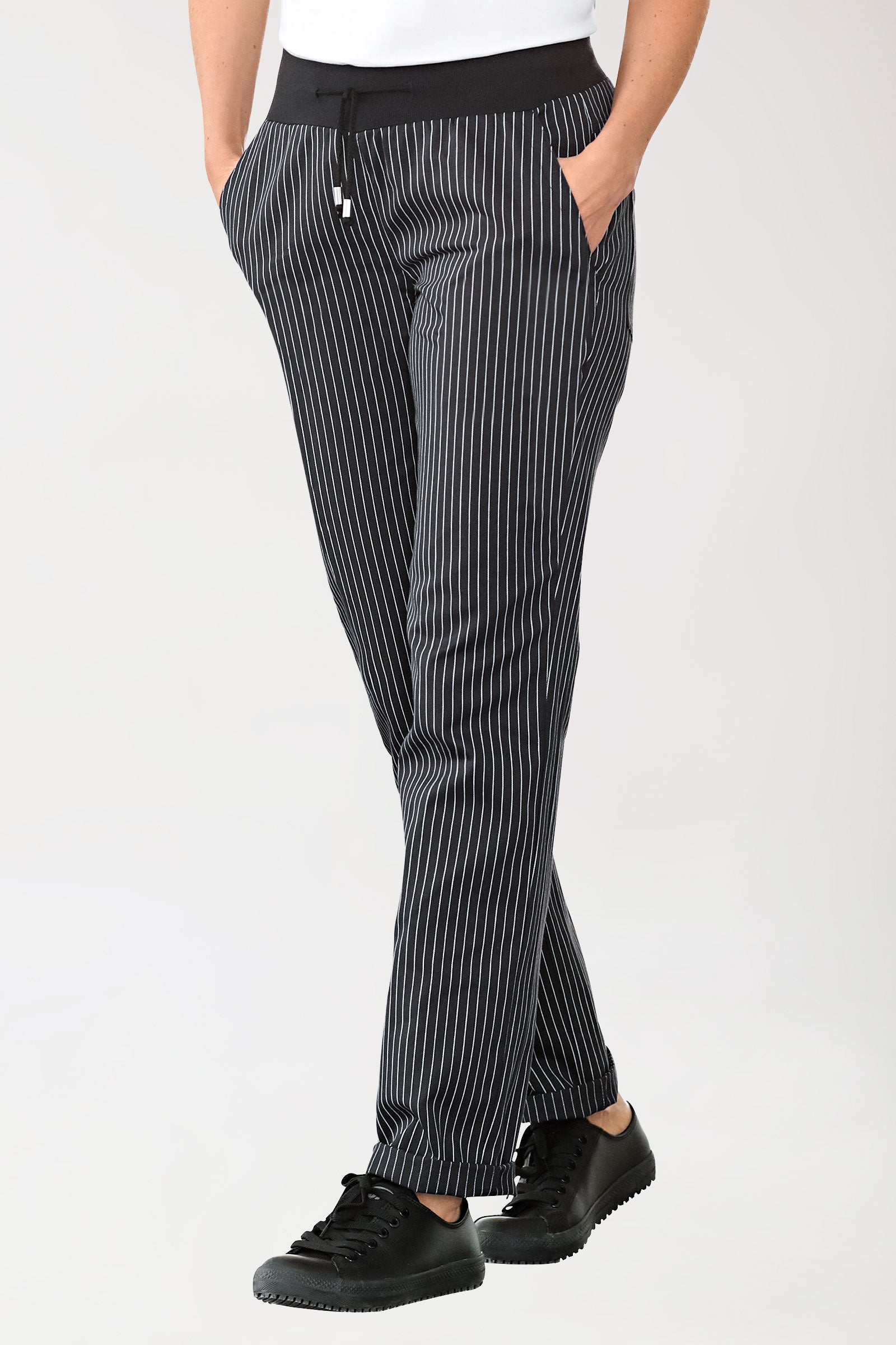 Gastro Hose Damen - Strickbund schwarz/weiss, Vorderansicht