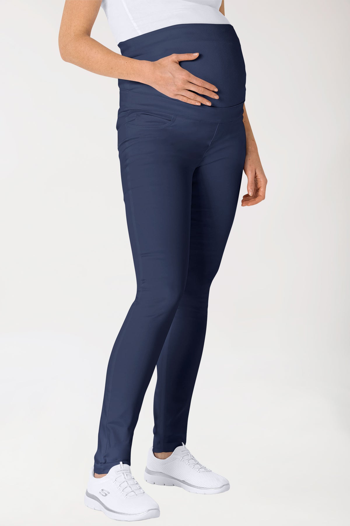 Comfort Stretch Umstandshose - elastischer Strickbund navy, Vue de face