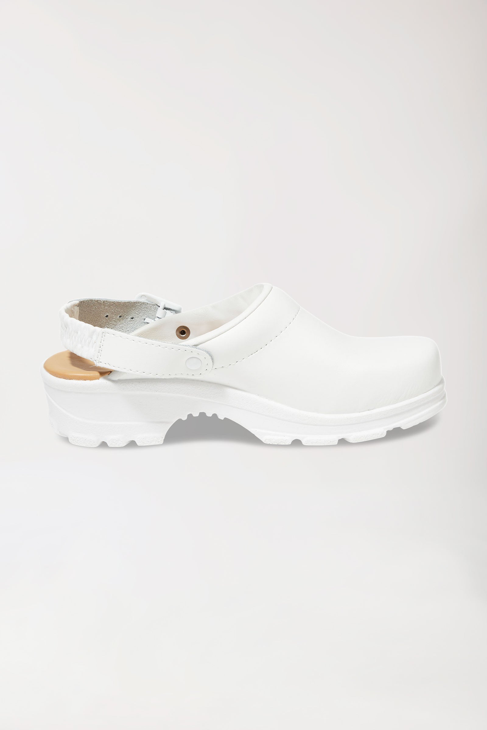 Berufs-Clog Weiss Permair Leder Unisex weiss, Vorderansicht