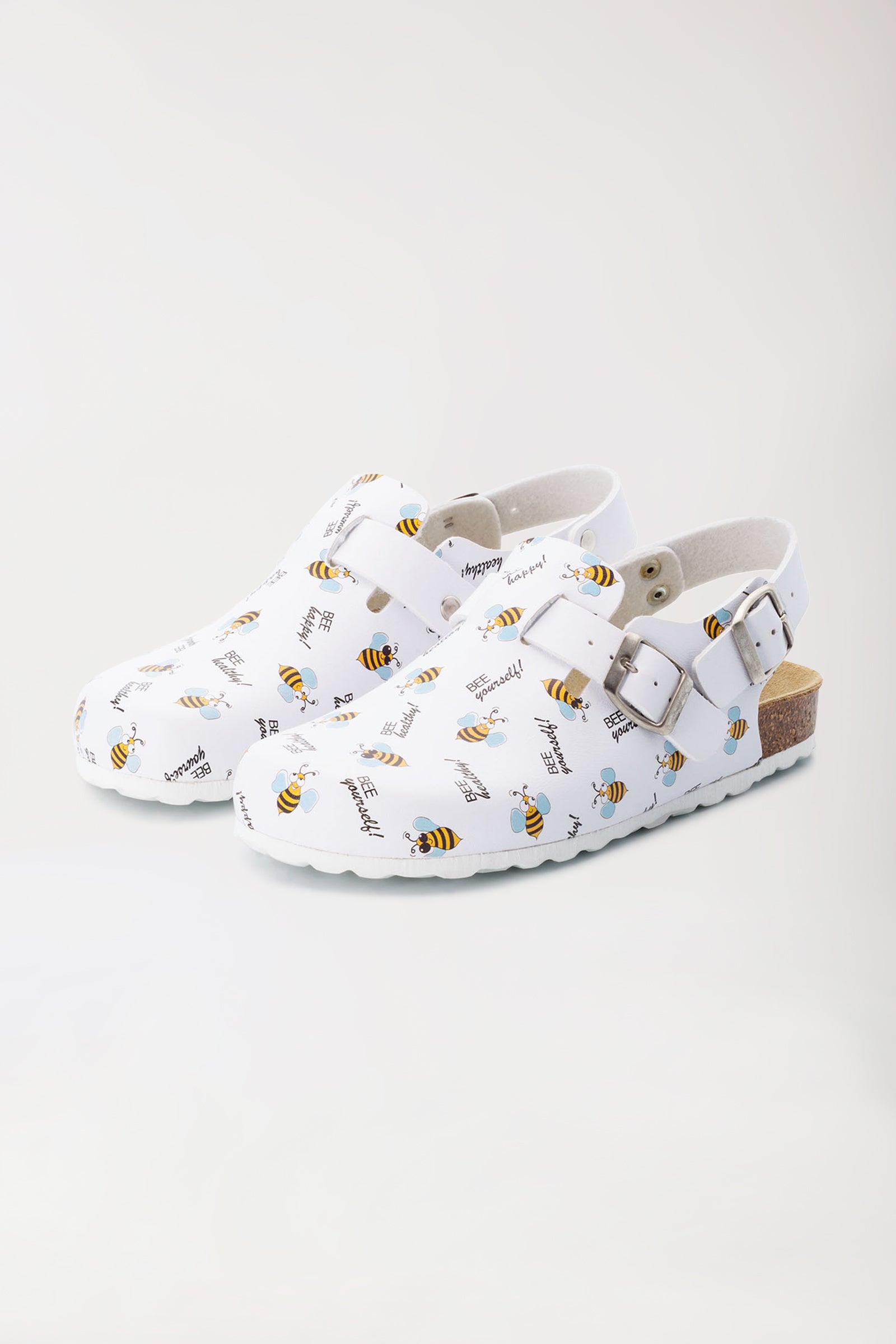 Unisex Clog weiss/gelb/schwarz, Vorderansicht