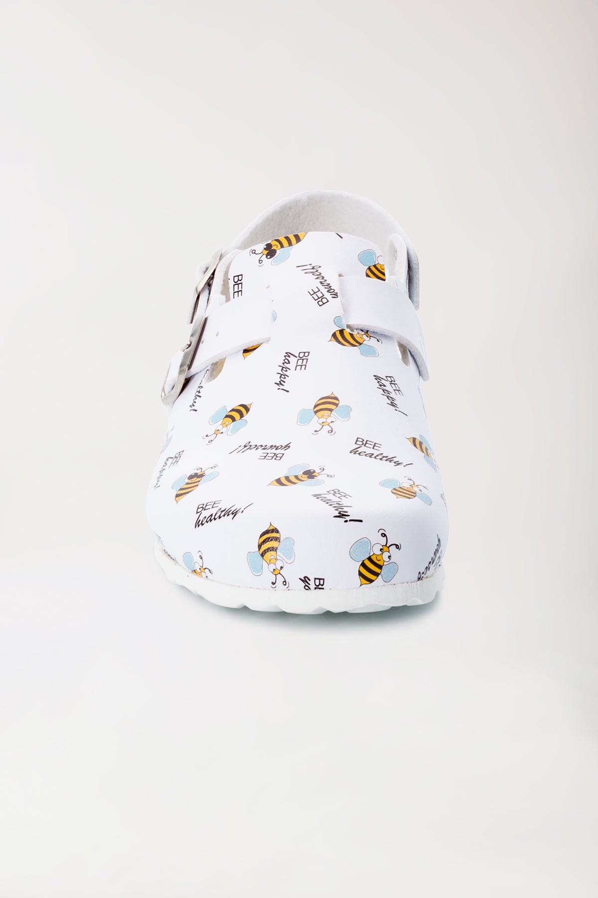 Unisex Clog weiss/gelb/schwarz, Vue de face