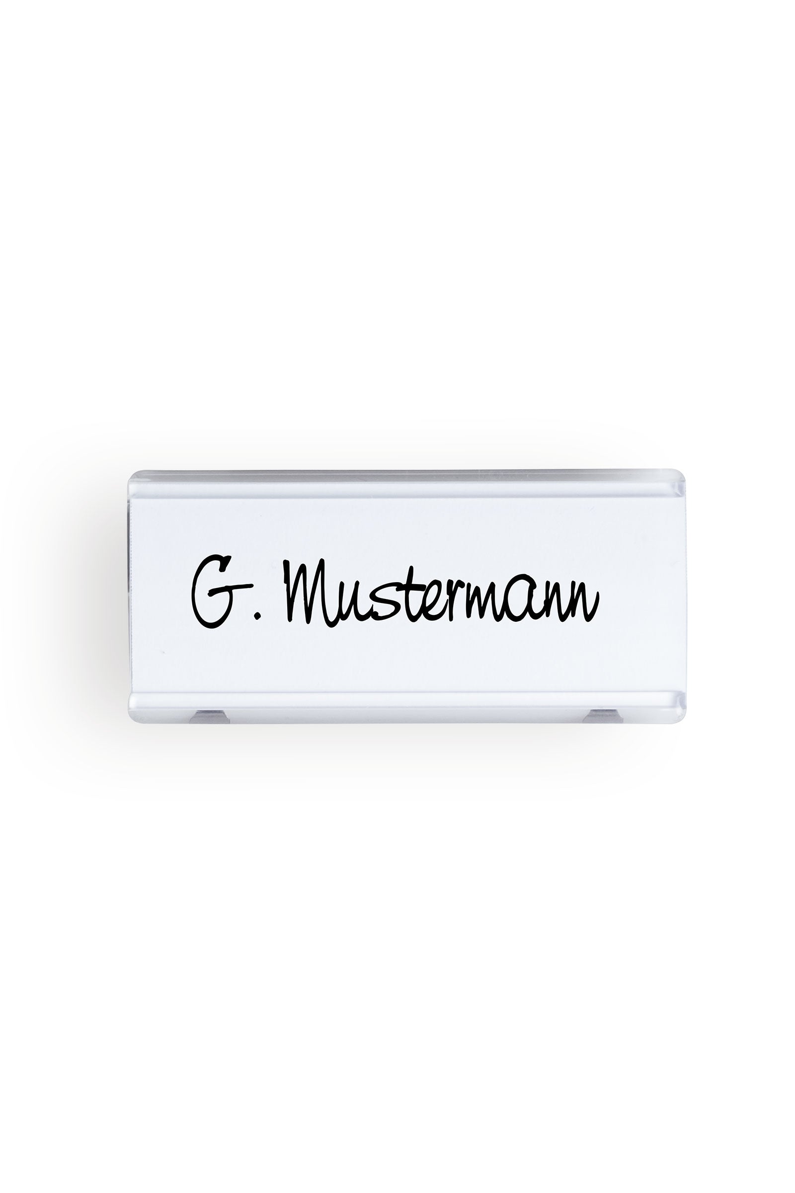 Namensschild Anstecknadel Transparent 7x3 cm, Vue de face