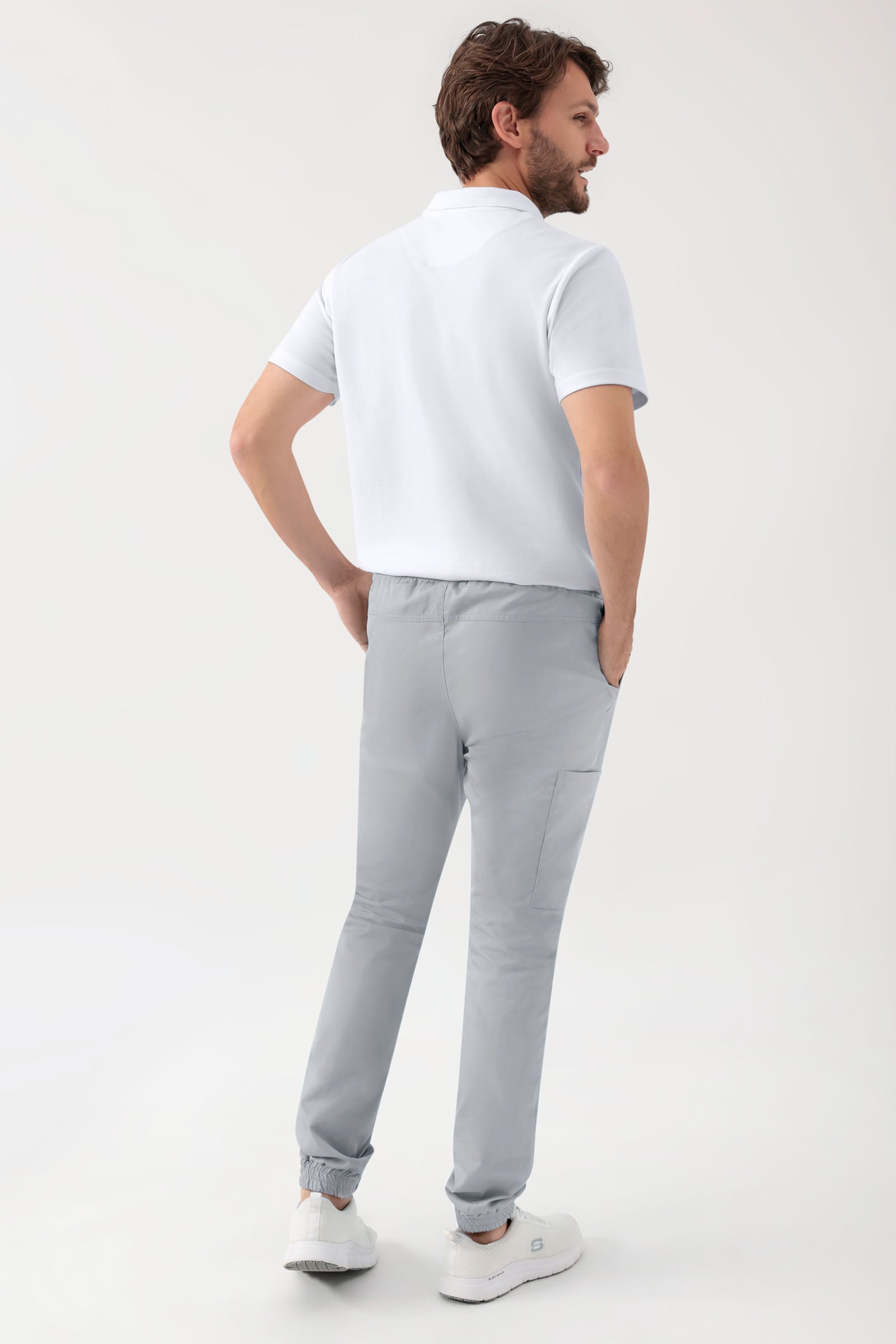 GREEN Stretch Hose Herren - Jogpants Style perlgrau