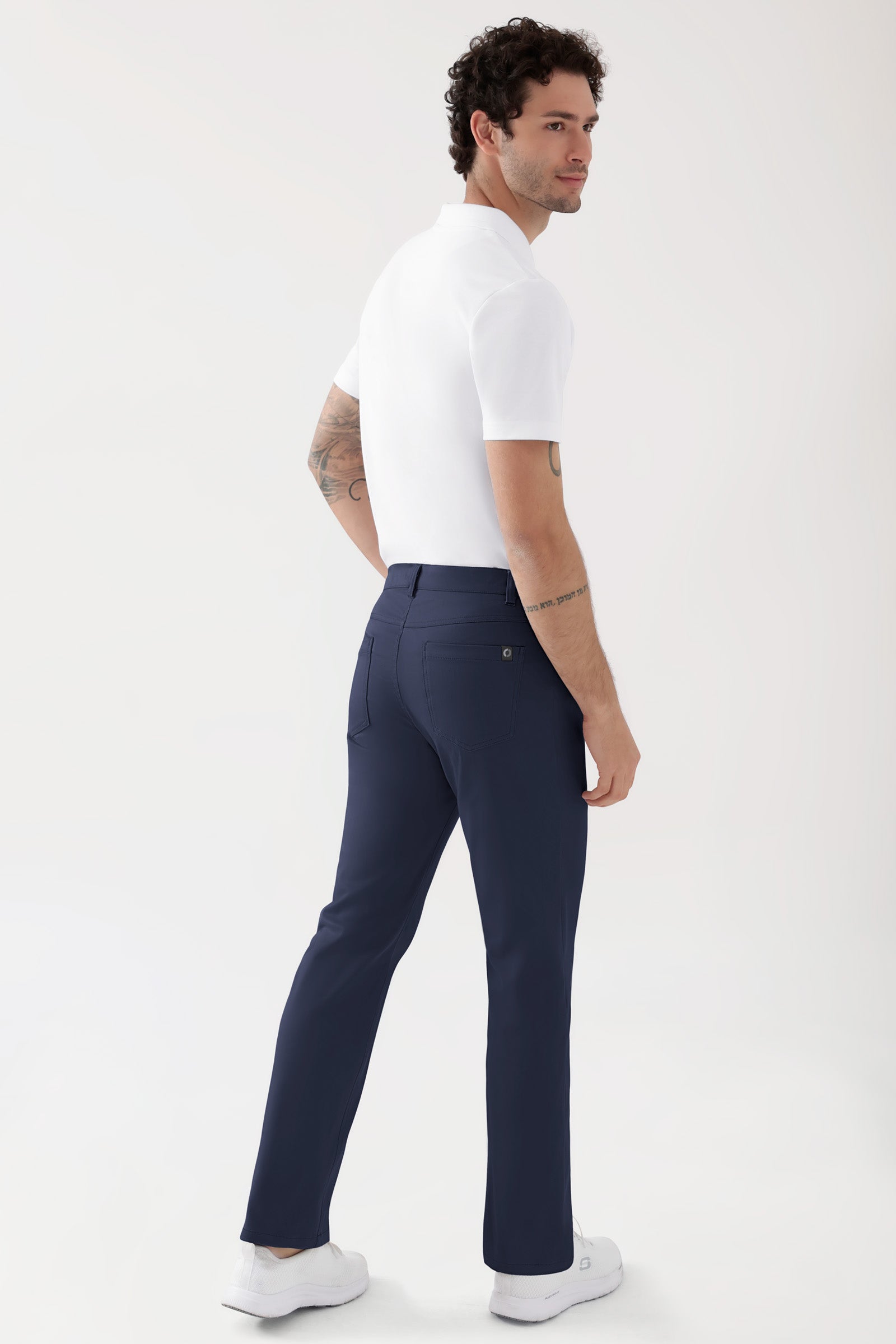 COMFY FLEX 5-Pocket Hose Herren - gerades Bein navy, Vue de dos Le mannequin mesure 188 cm et porte la taille 48