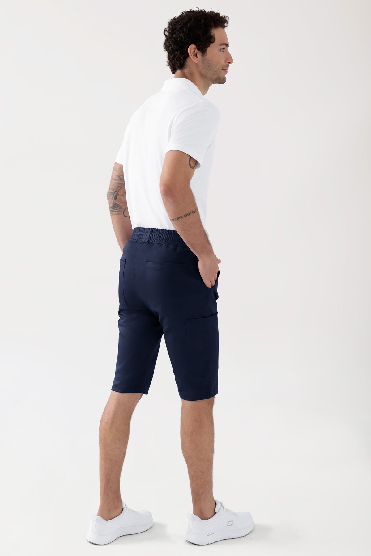 COMFY FLEX Stretch Hose Unisex - Bermuda navy, Vue de dos Le mannequin mesure 188 cm et porte la taille M