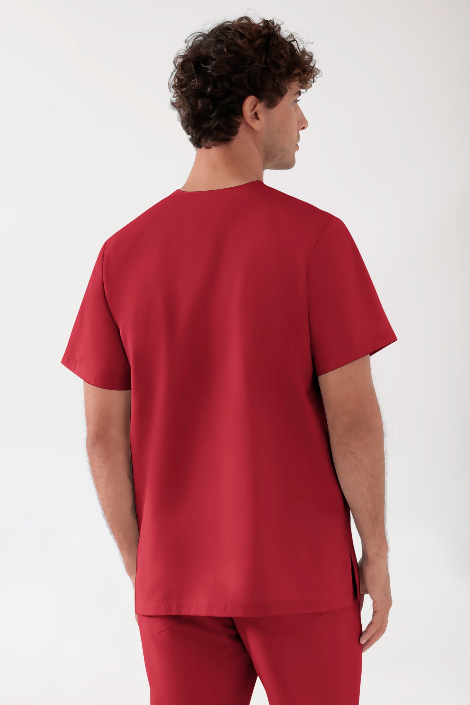 TENCEL™ Schlupfkasack Herren - V-Ausschnitt rot
