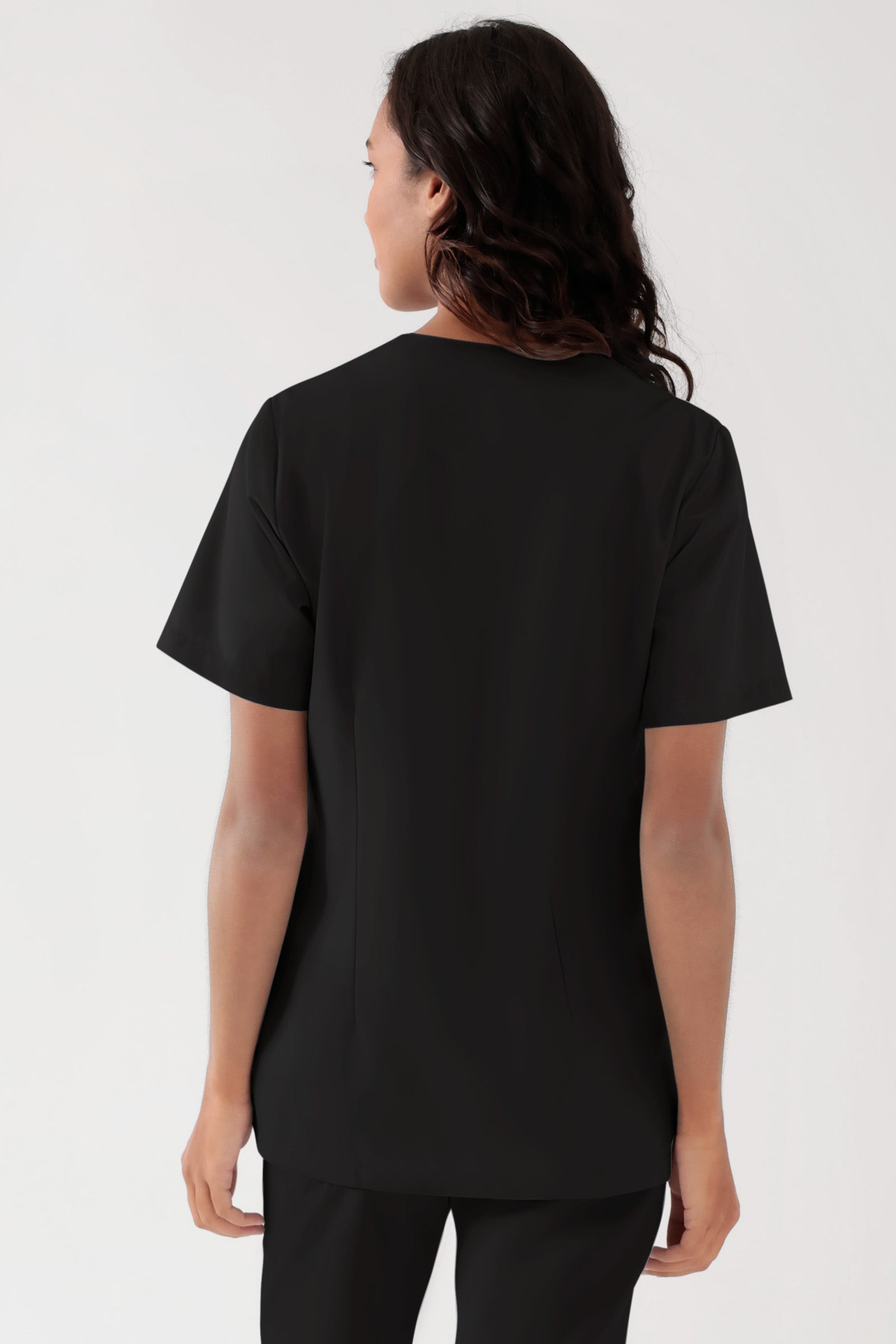 TENCEL™ Schlupfkasack Damen - V-Ausschnitt schwarz, Rückansicht 