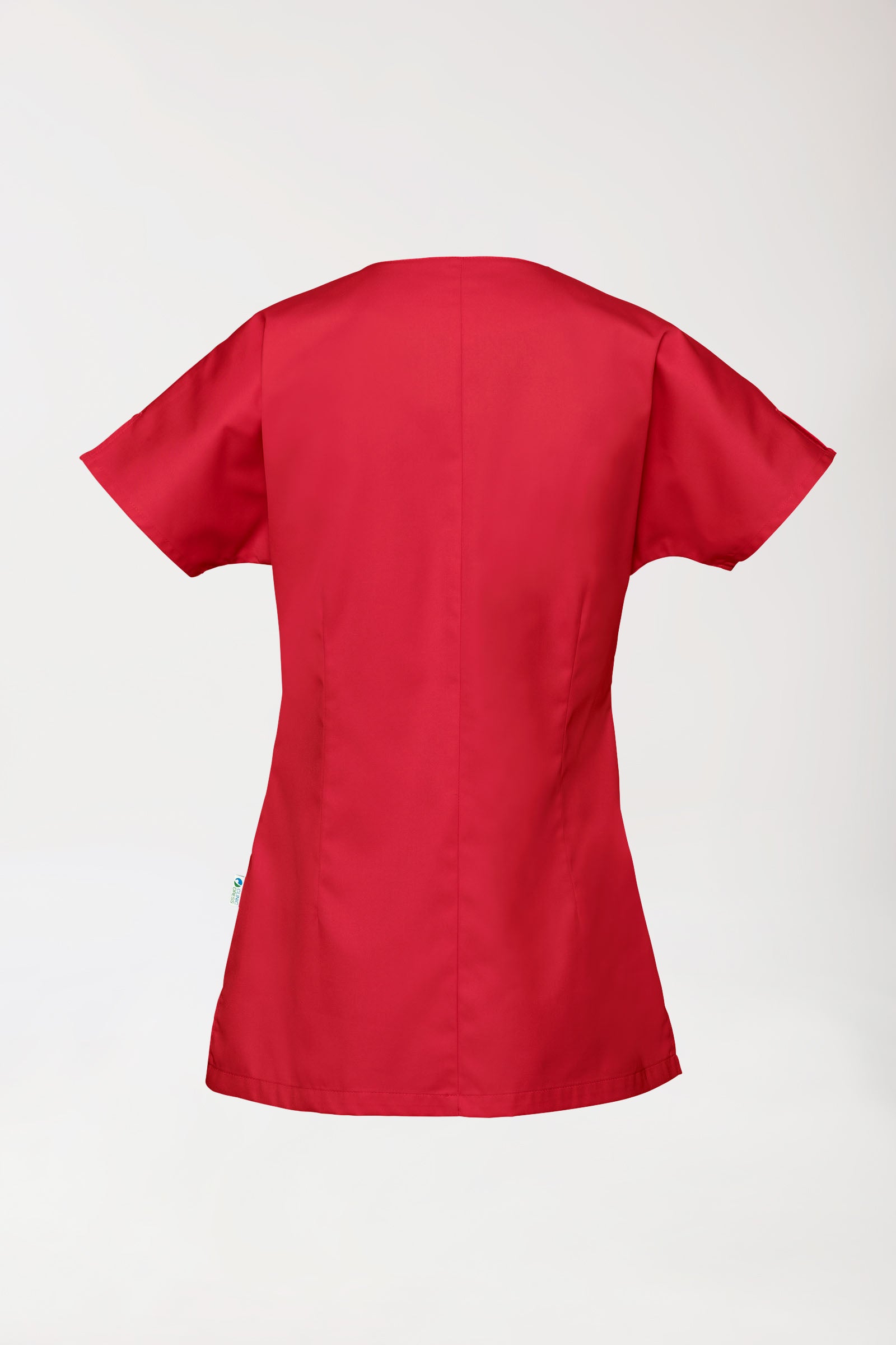 Beauty Kasack Damen - asymmetrische Druckknopfleiste rot, Vue de dos 