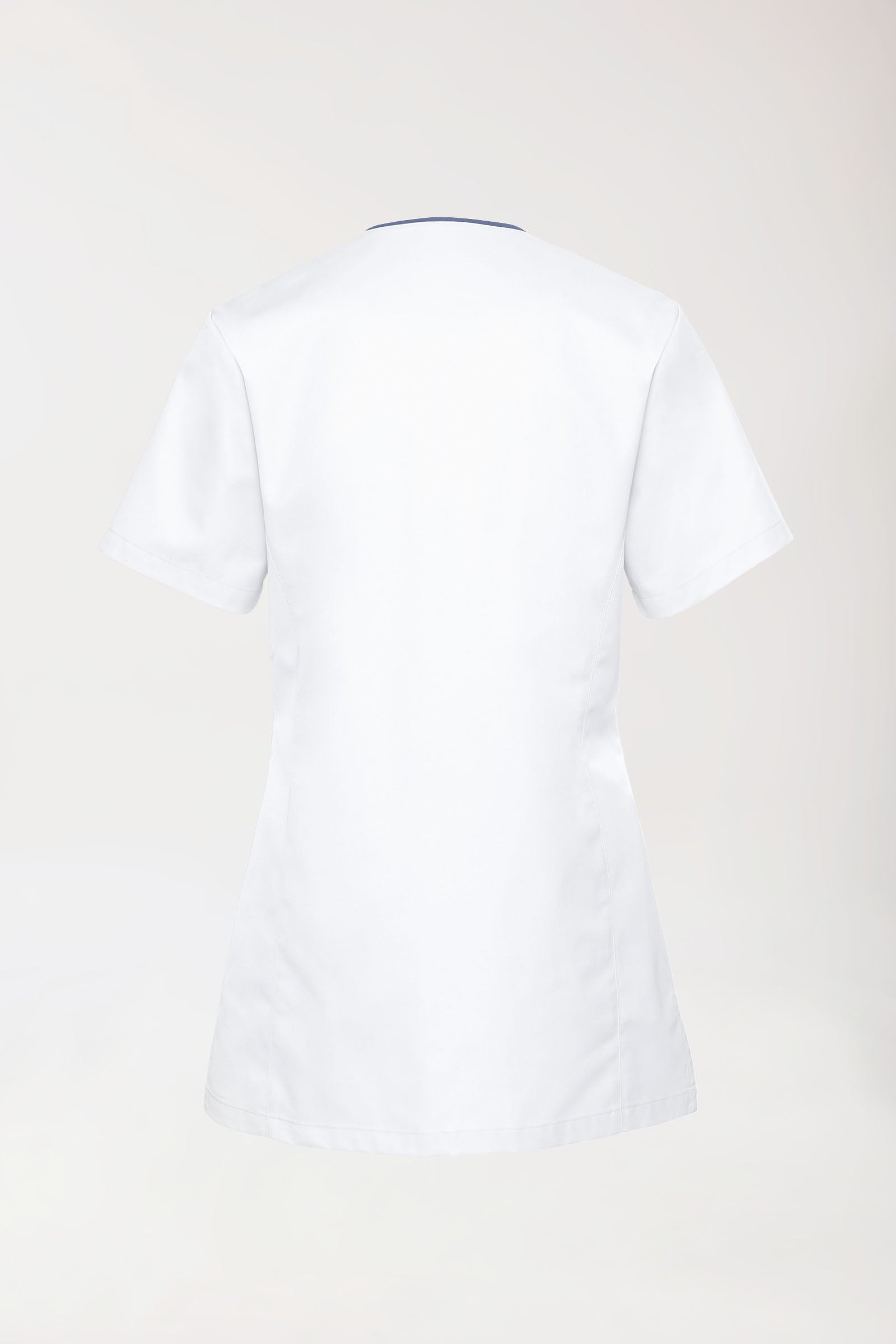 Beauty Kasack Damen - durchgeknöpft weiss/jeansblau