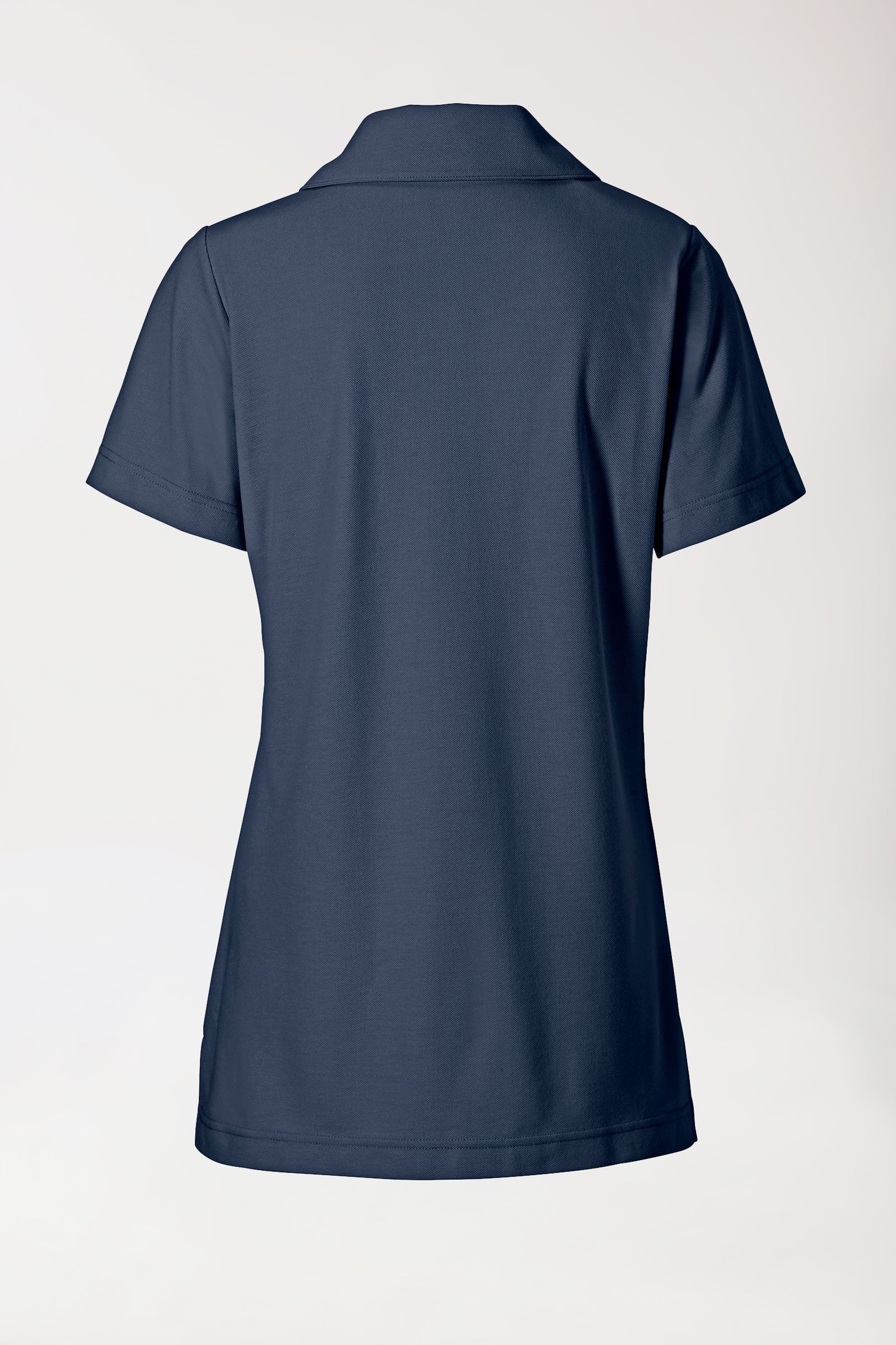 Piqué Longshirt Damen - mit Kragen navy, Vue de dos 