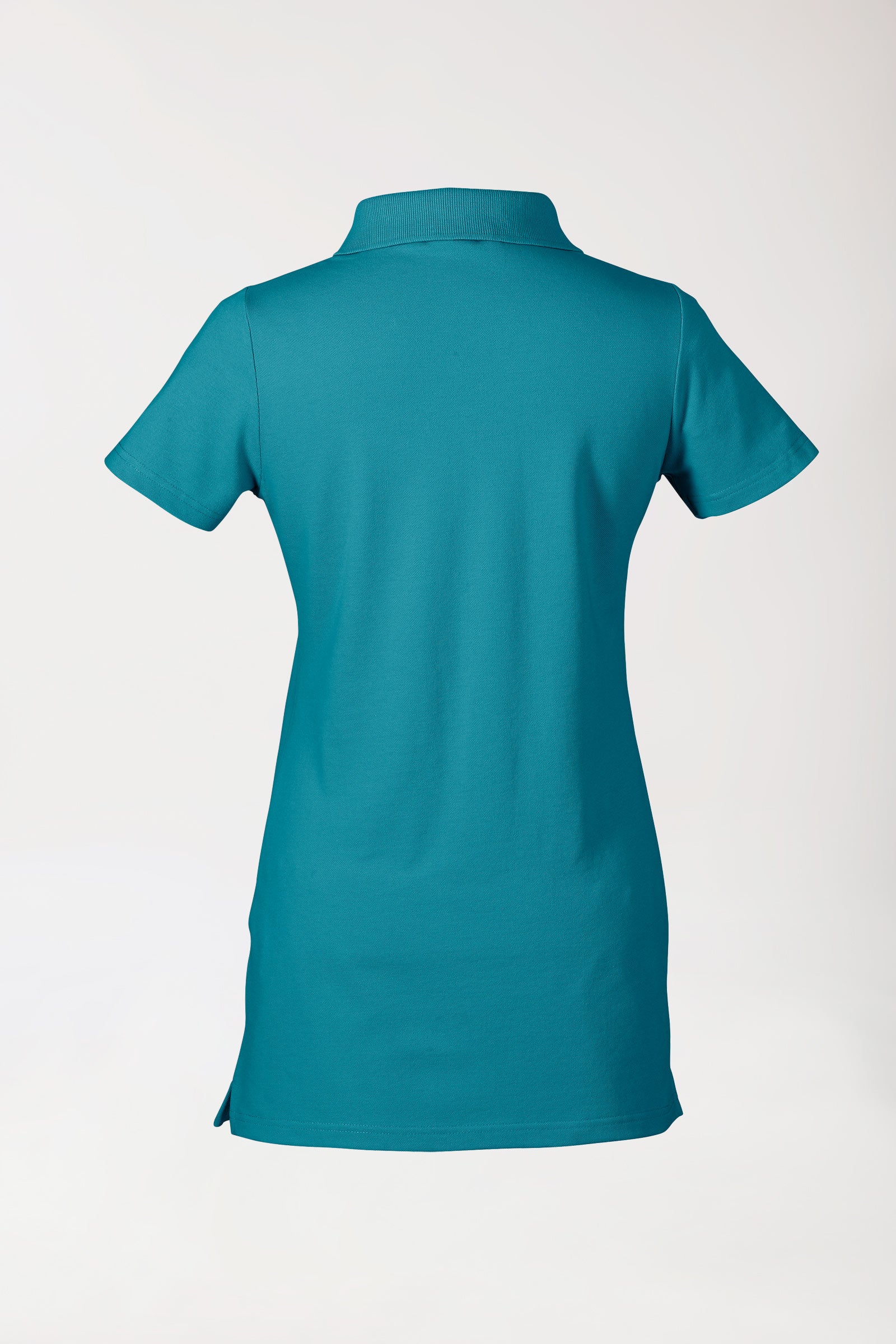 Stretch Longshirt Damen - Polokragen petrol, Rückansicht 