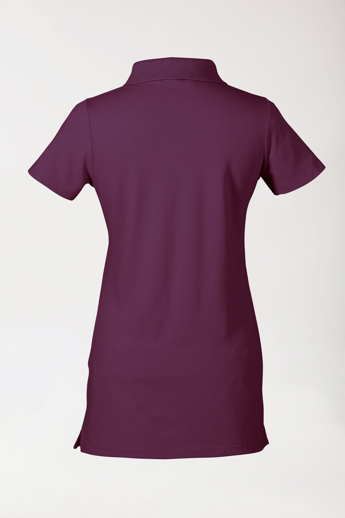 Stretch Longshirt Damen - Polokragen pflaume, Rückansicht 