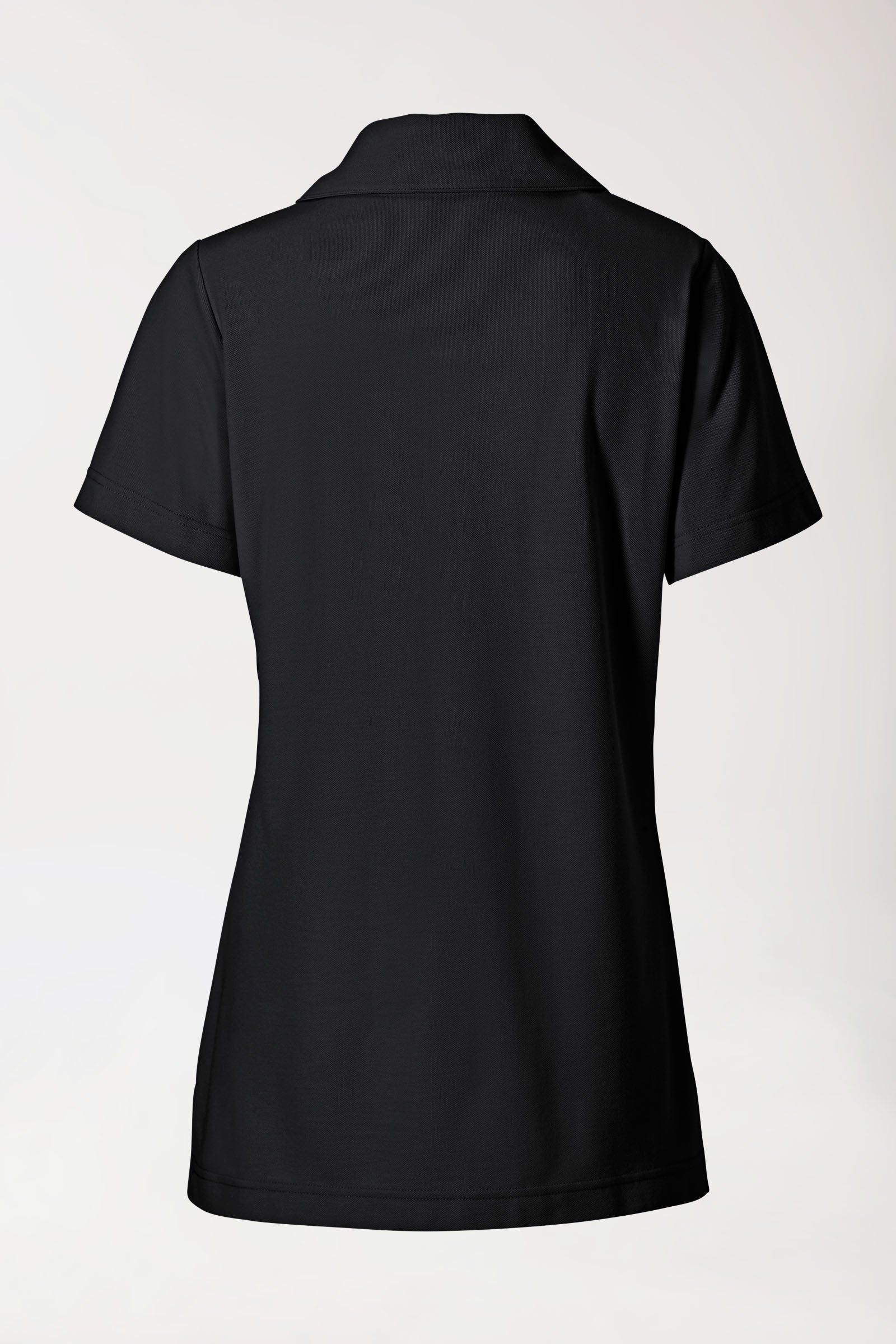 Piqué Longshirt Damen - mit Kragen schwarz