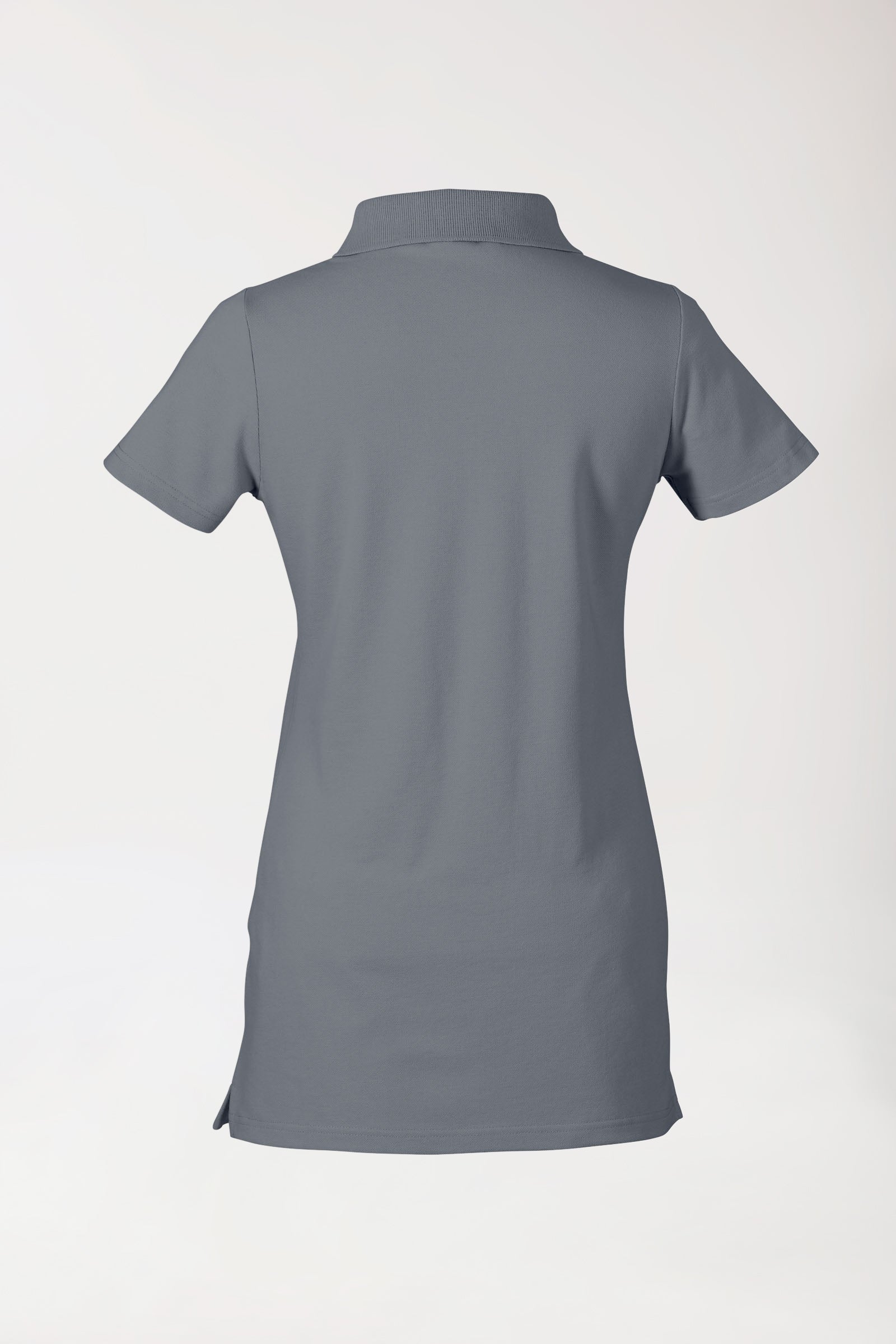 Stretch Longshirt Damen - Polokragen steingrau, Rückansicht 