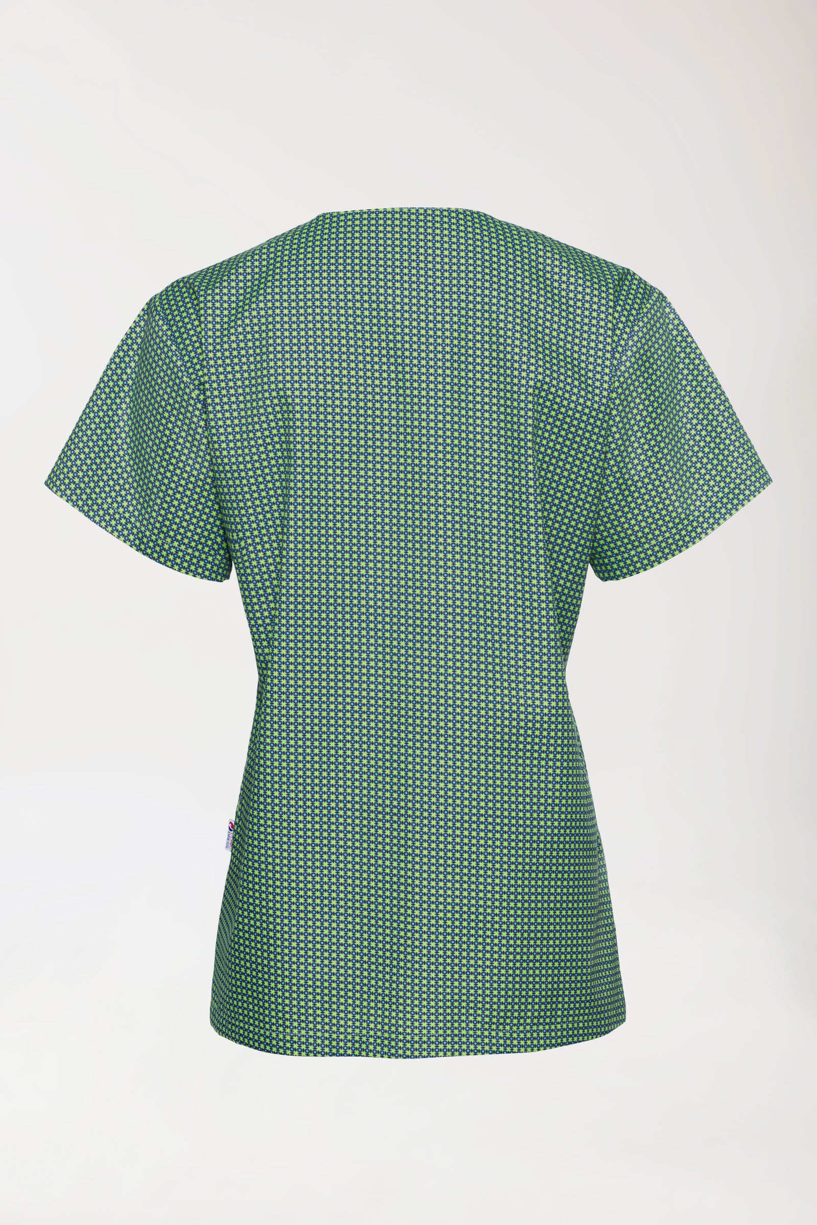 Leichter Schlupfkasack Damen - Alloverprint apfelgrün/navy, Rückansicht 