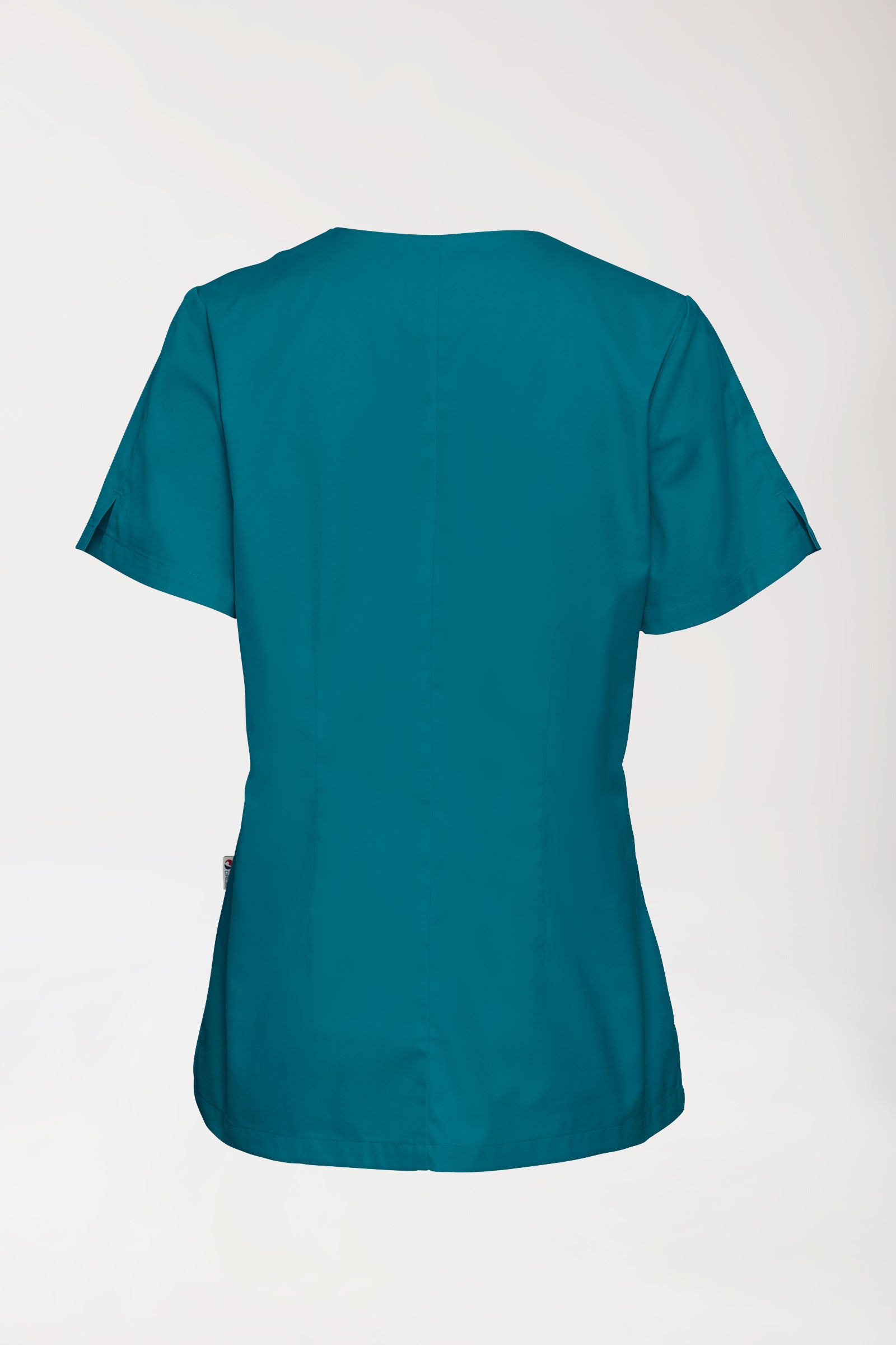 CORE Schlupfkasack Damen curved fit - mit Druckknöpfen petrol, Rückansicht 