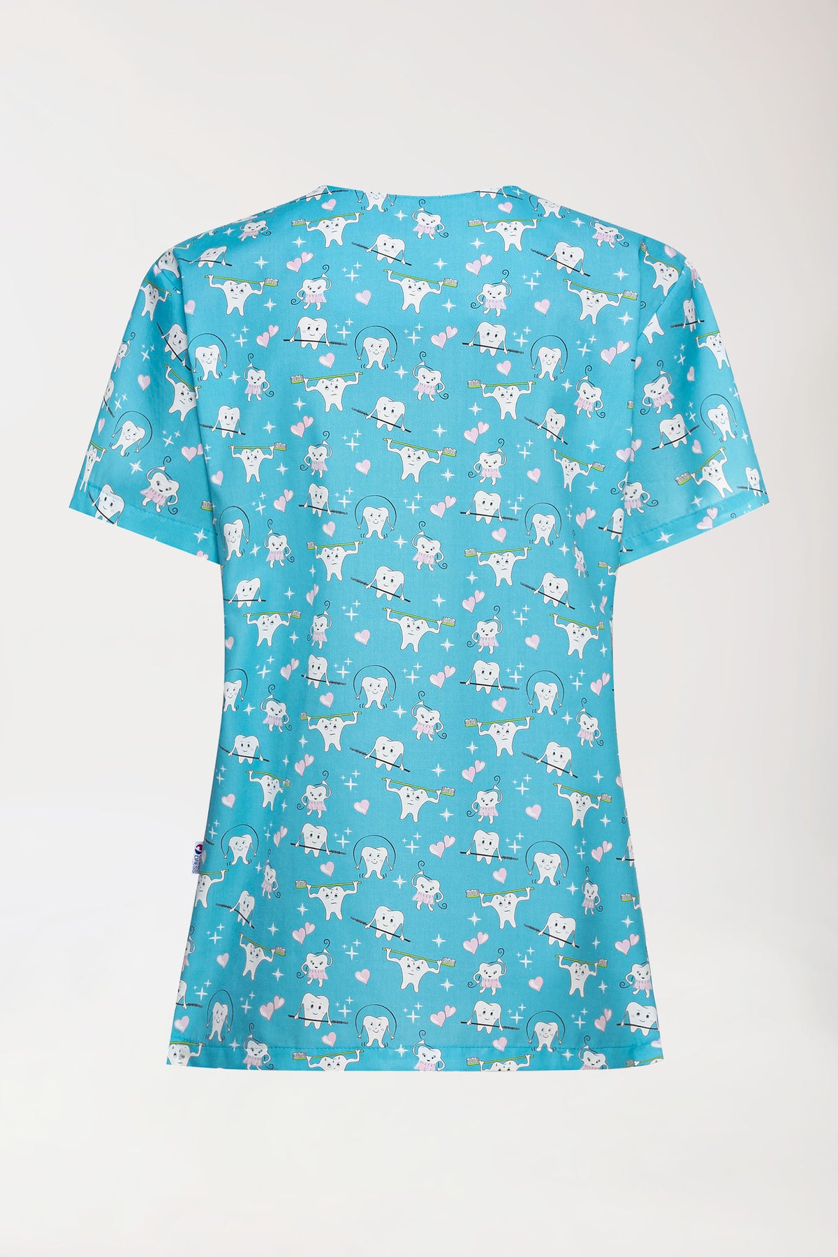 Leichter Schlupfkasack Damen - Alloverprint türkis/weiss/rosa, Rückansicht 