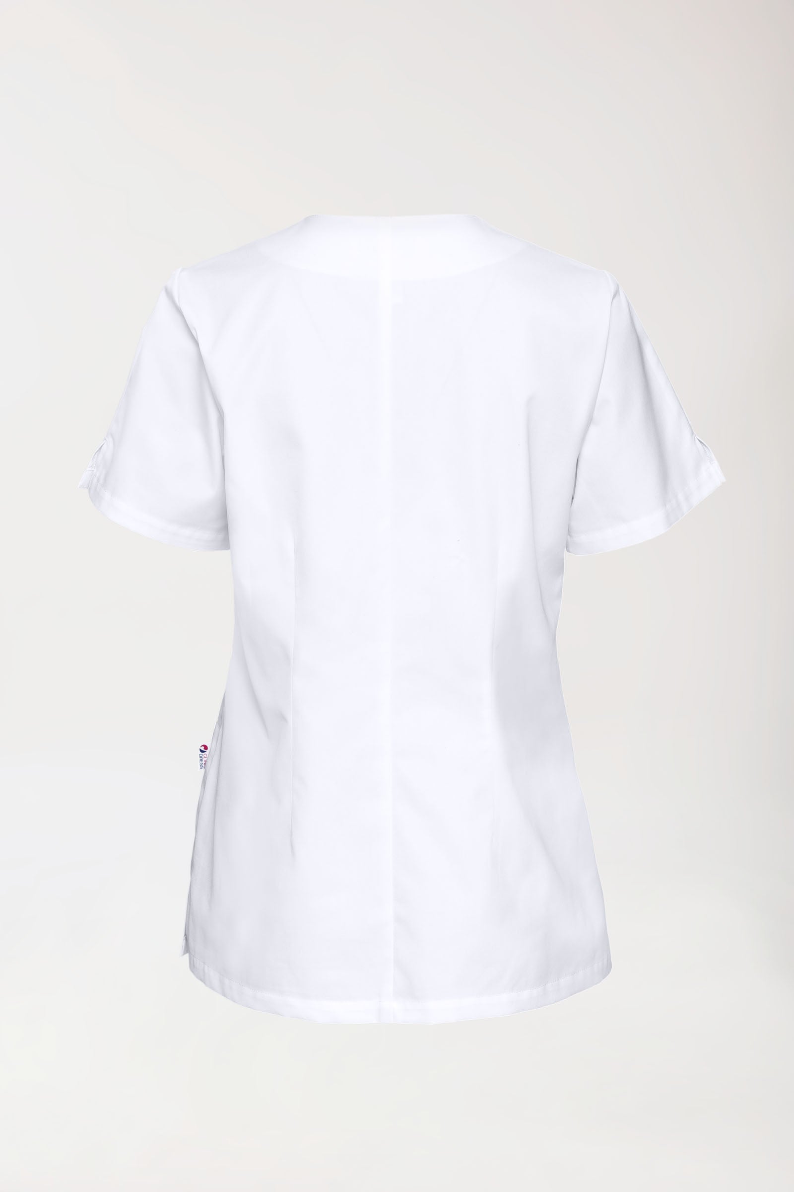 CORE Schlupfkasack Damen curved fit - mit Druckknöpfen weiss, Rückansicht 
