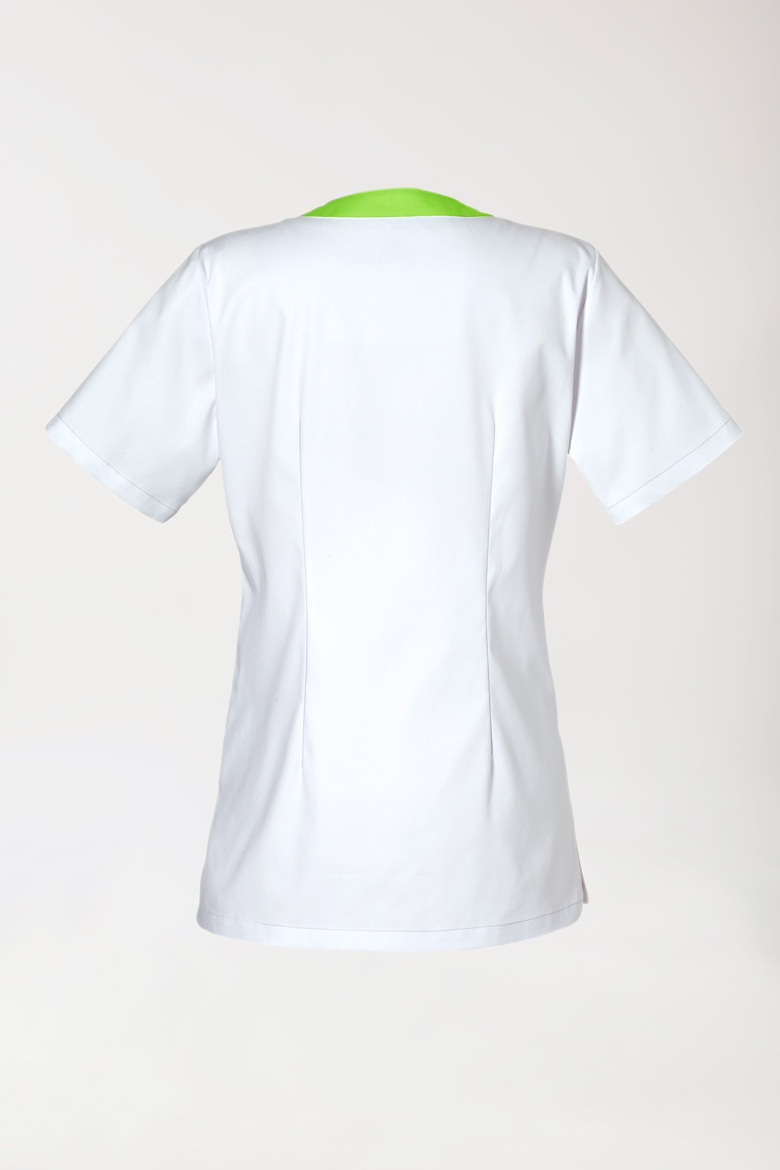 CLINIC STRETCH Schlupfkasack Damen - 1/2 Arm weiss/apfelgrün, Rückansicht 