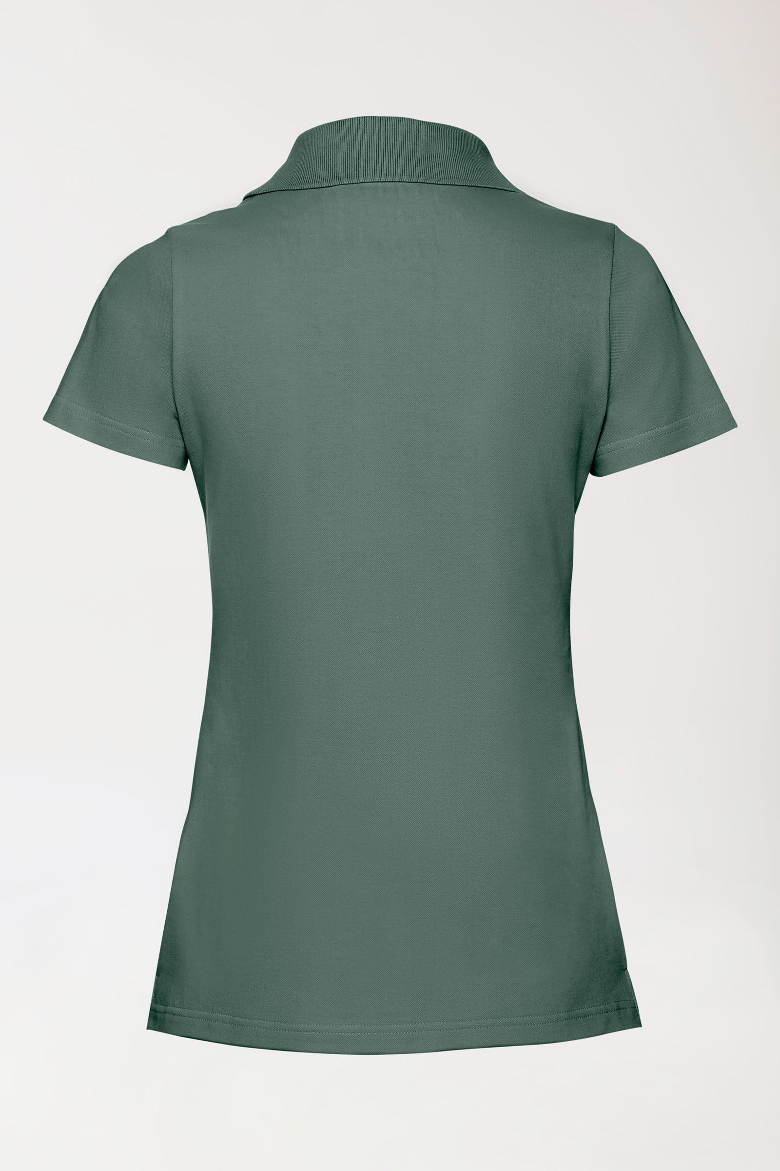 Stretch Shirt Damen - Polokragen dunkelgrün, Rückansicht 