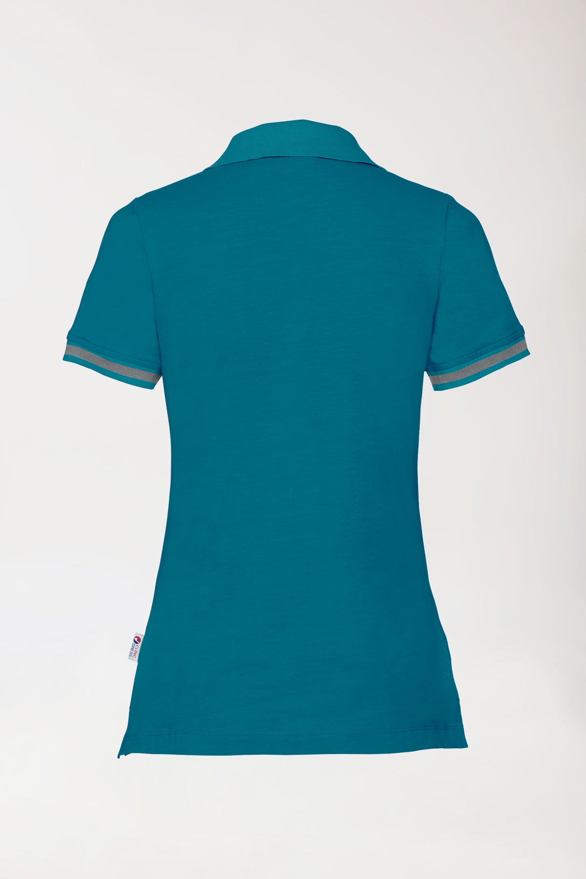 Stretch Shirt Damen - Polokragen petrol/dunkelgrau melange, Vue de dos 