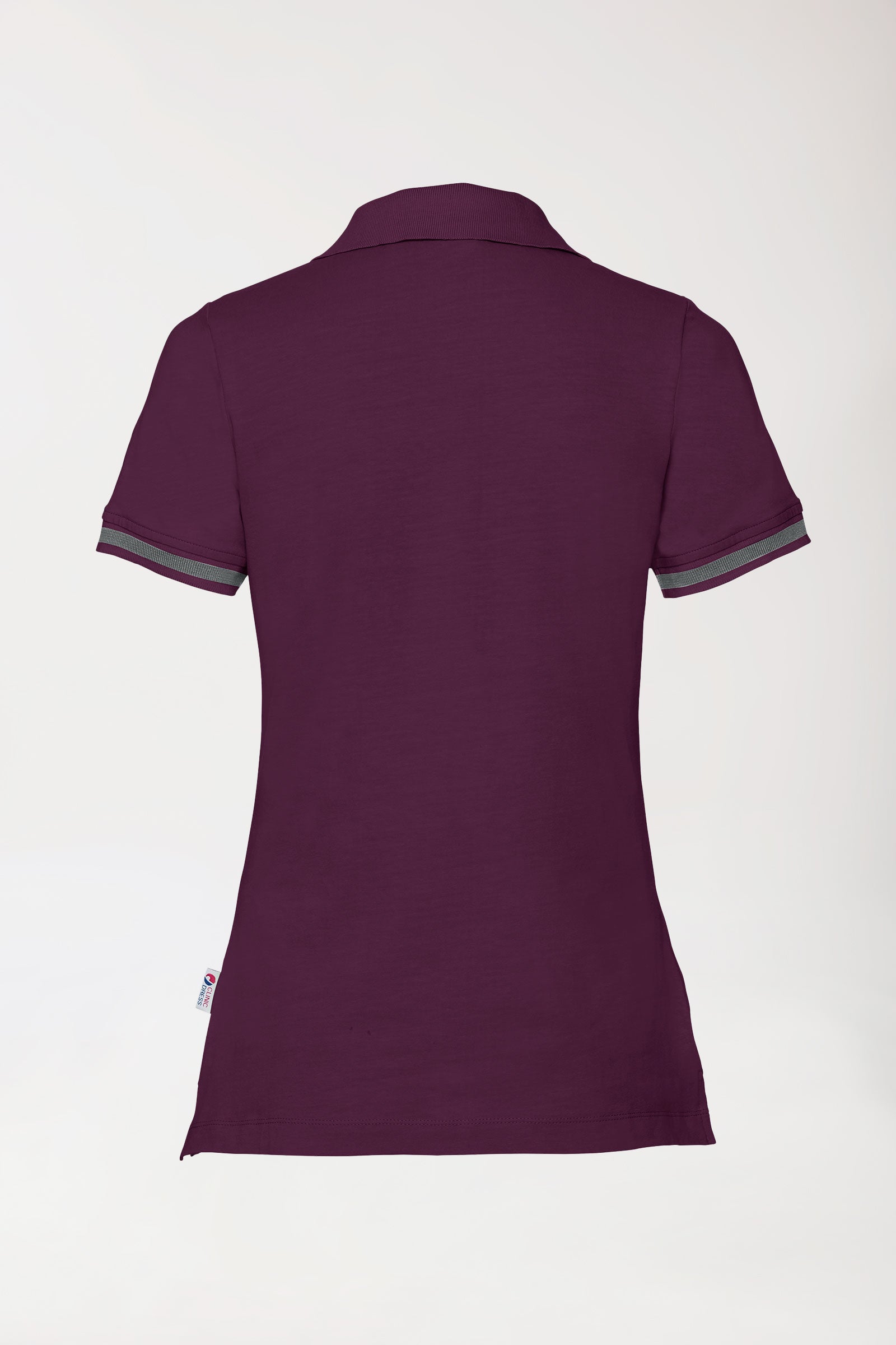 Stretch Shirt Damen - Polokragen pflaume/dunkelgrau melange, Rückansicht 