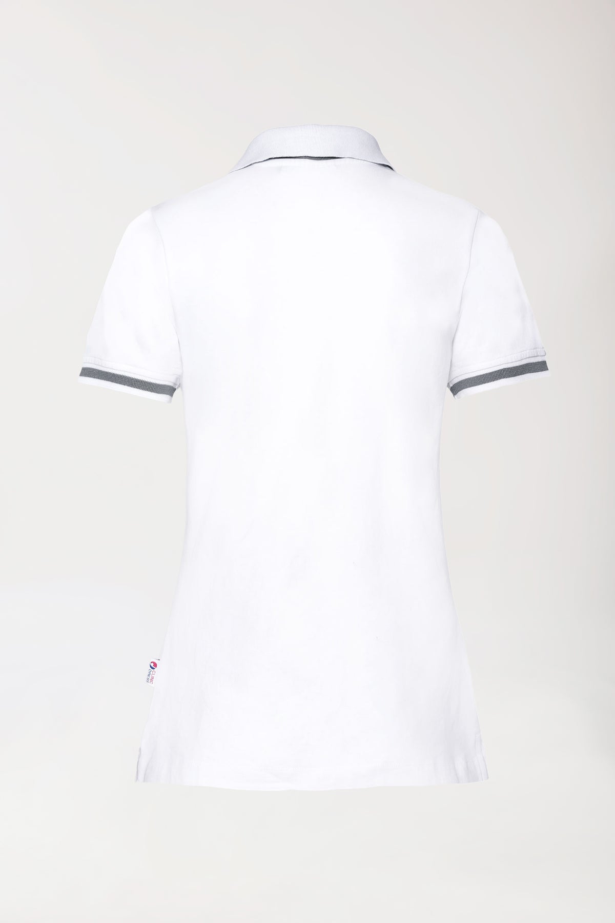 Stretch Shirt Damen - Polokragen weiss/dunkelgrau melange, Vue de dos 