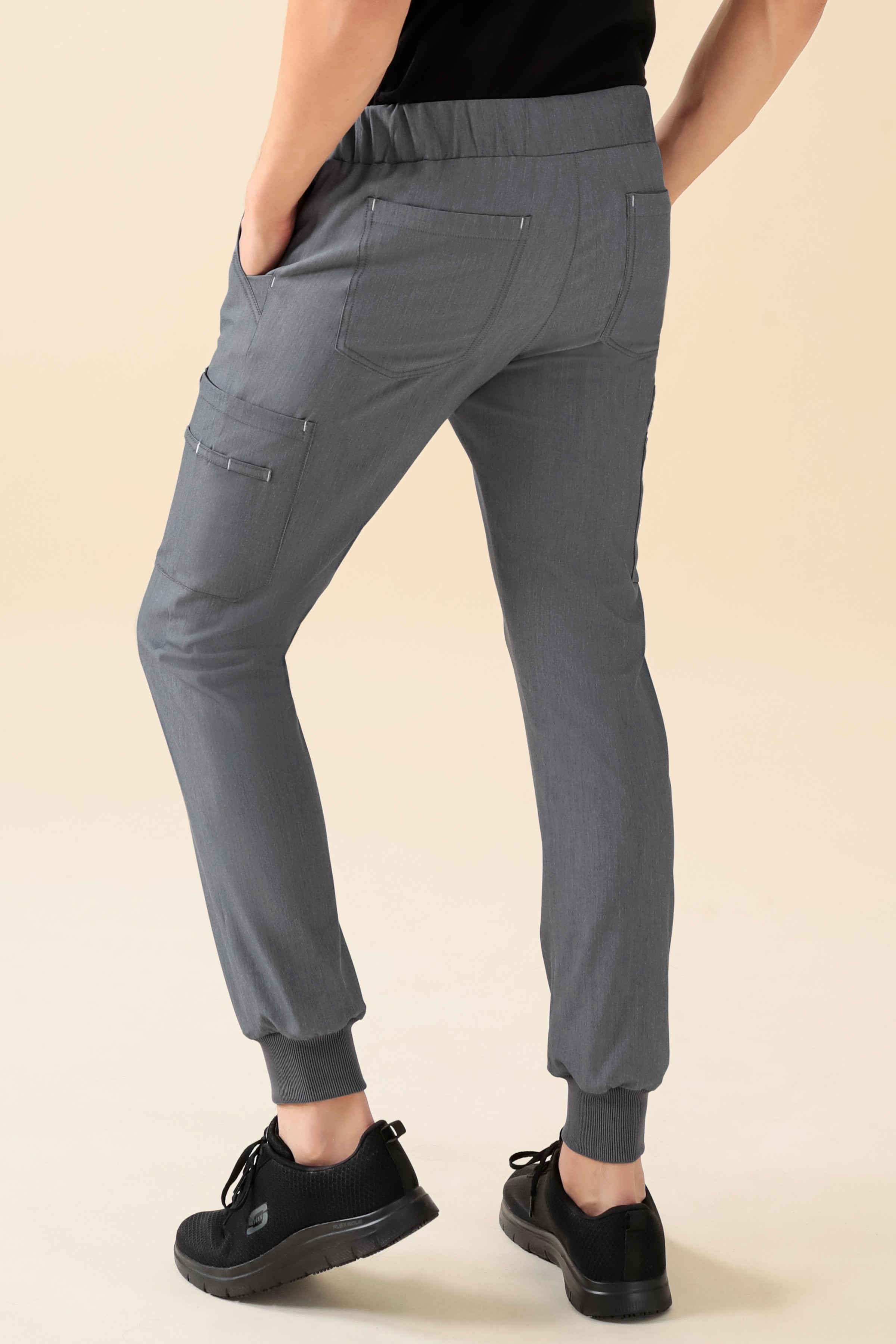 KAERE Hose Herren - Saumbündchen mit Beintaschen grau melange, Vue de dos 