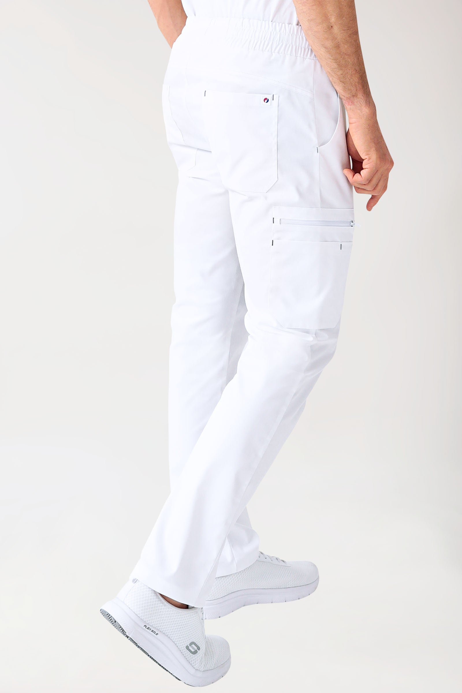 CLINIC STRETCH Hose Herren - gerader Saum weiss/grau, Vue de dos 