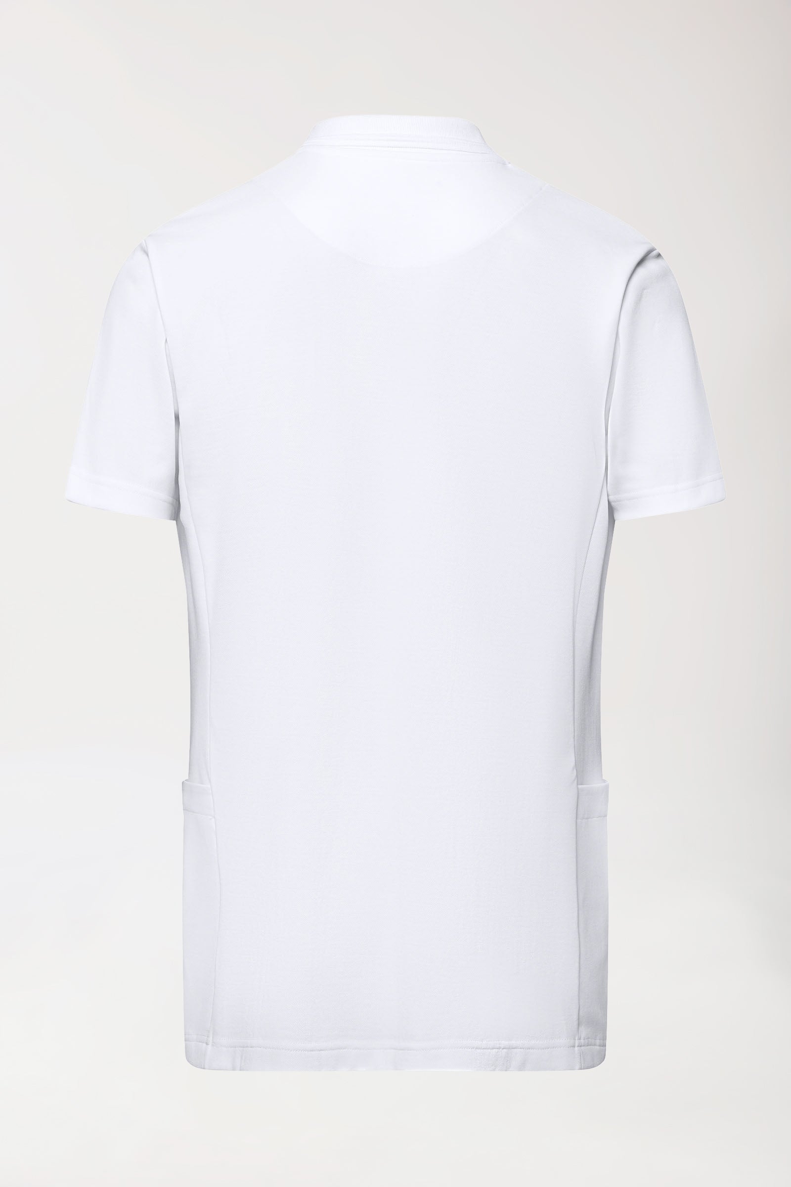 COMFY FLEX Stretch Schlupfkasack Herren - Polokragen weiss, Rückansicht 